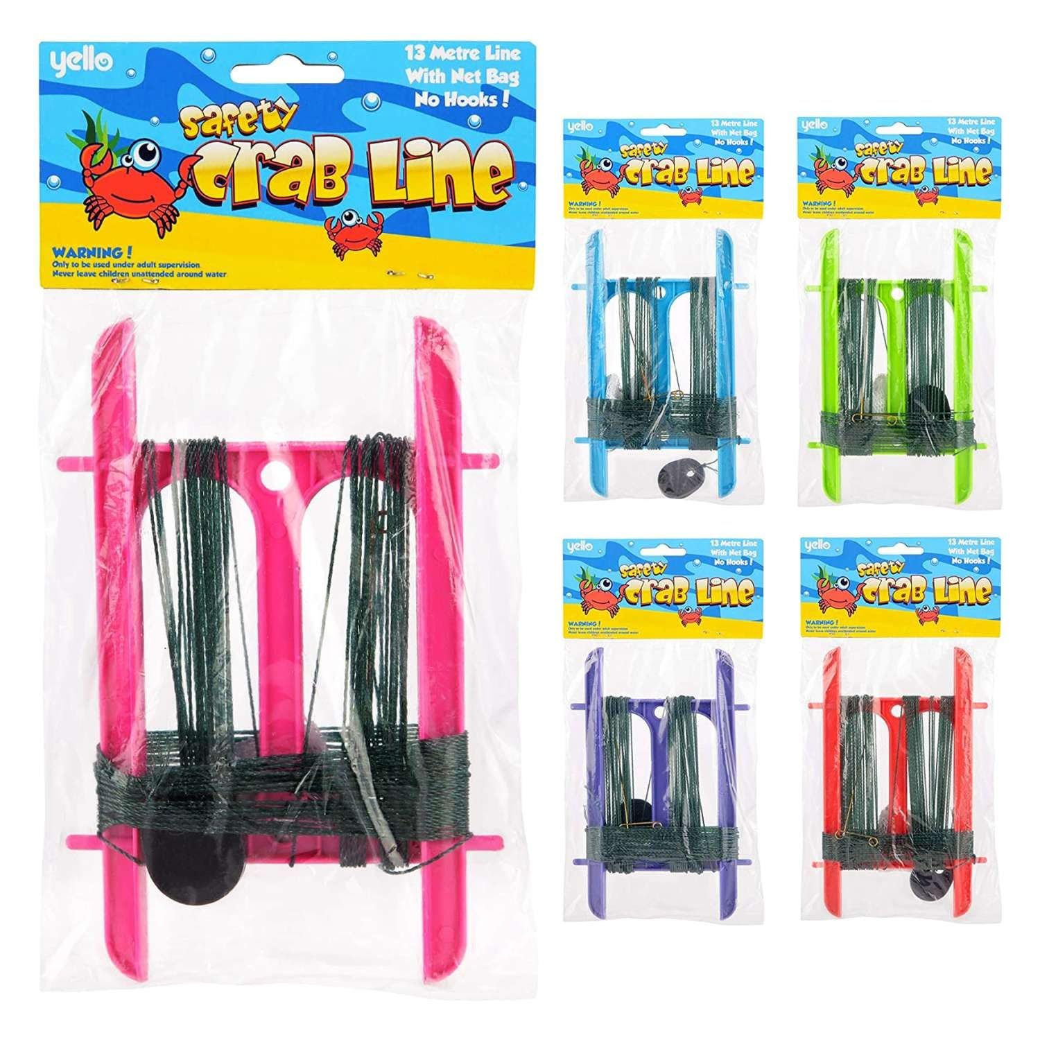 Crab Fishing Line 13m with Net Bag – No Hooks Crabbing Kit for Kids & Beginners – Beach Pier Harbour Crabbing Equipment – Reusable Handheld Frame Crab Line Set (6)
