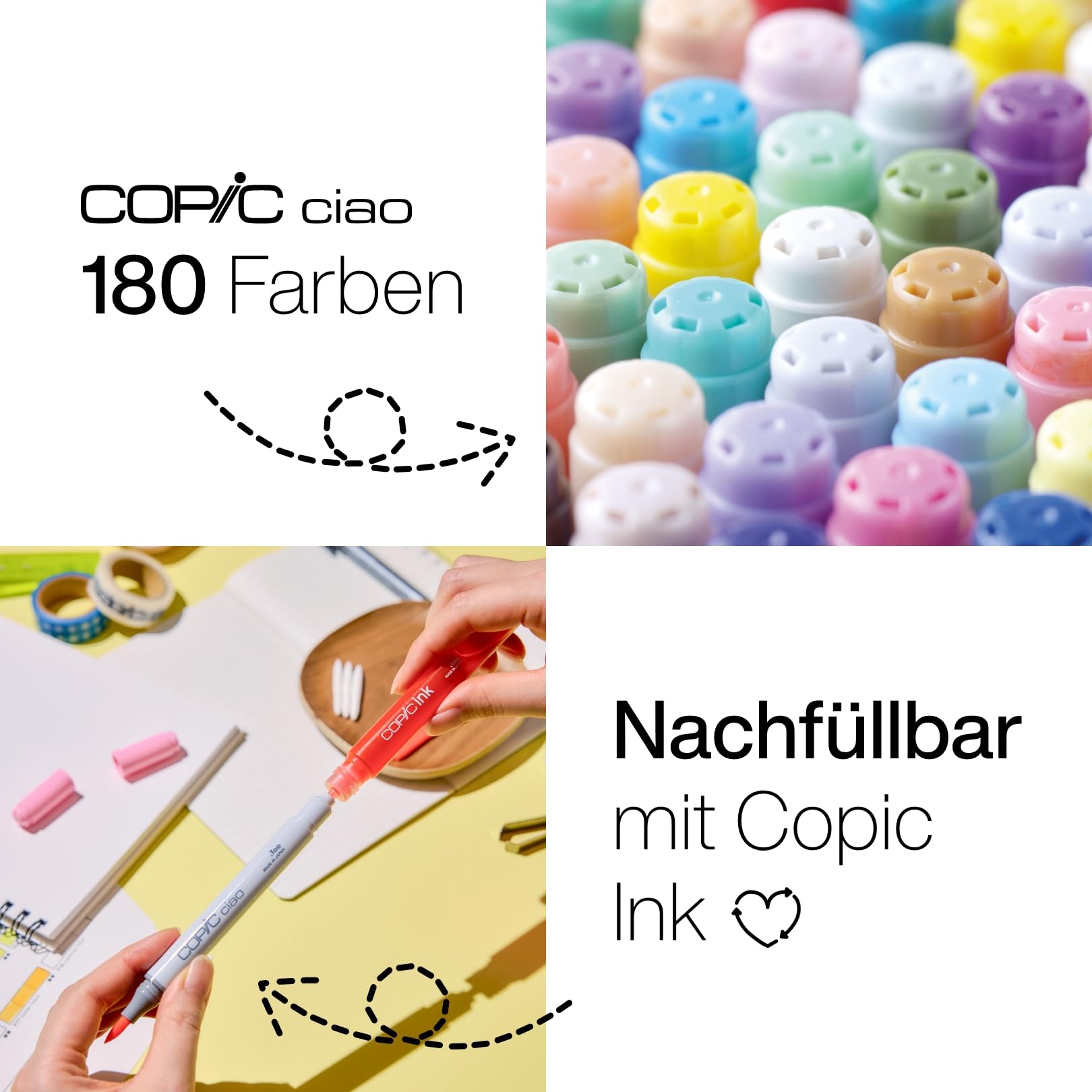 Copic Ciao MANGA Set Nami, Marker Set mit 5 leuchtenden Grün- und Blautönen inkl. 1 Multiliner 0,3 mm in Grün, Twin Marker mit einer mittelbreiten und einer Brush Spitze