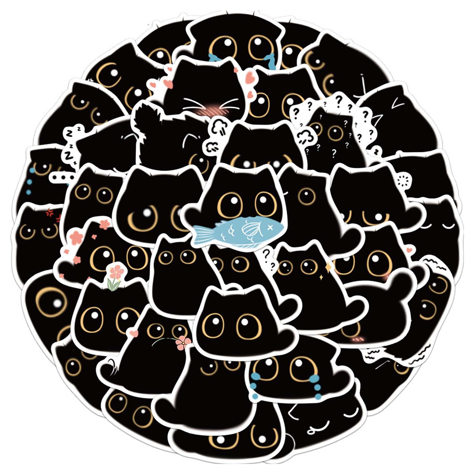 DEARBAG 40 Piezas Pegatinas de modelo del gato negro para Portátil Laptop Botellas de Agua, Vinilo Pegatinas Impermeables para Adolescentes Guitarra Monopatín Calcomanías de Coch (A)