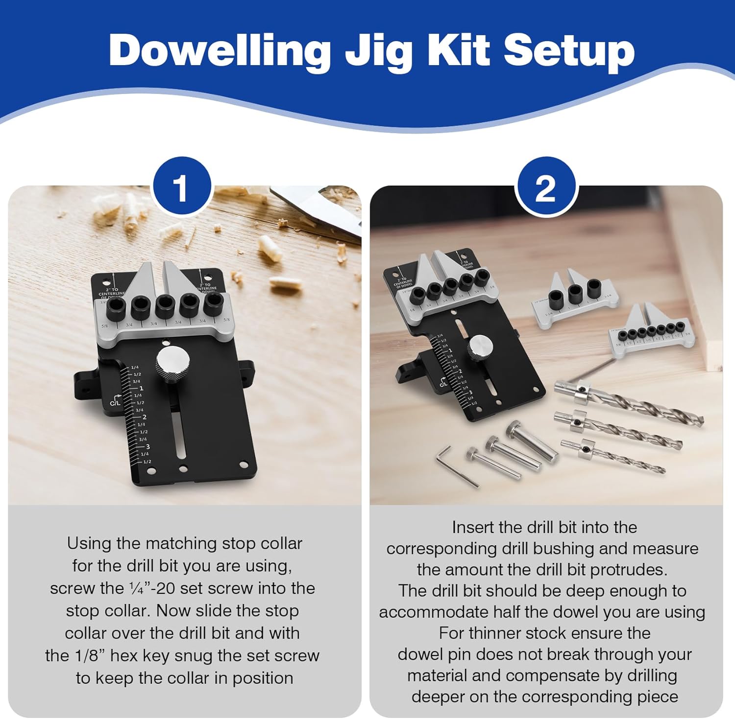 Margars 08350MK Dowelling Jig Kit Master Kit, Dowelling Jig Kit for Precision Woodworking Joinery Tool with 1/4’’, 3/8’’, 1/2’’ Dowelling Kits, CNC Machined for Durability and Long-lasting