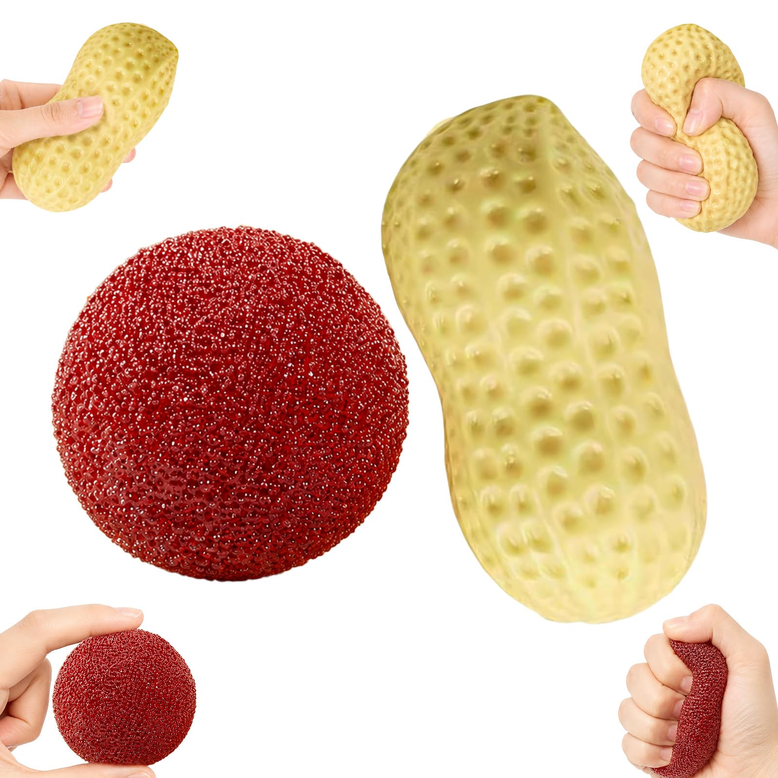 Peanut Squishies, Peanut Shaped Squish Balls + Frozen Waxberry Moldable Crunchy Stress Balls,Soft Stress Relief Sensory Fidget Toys,Soft Stress Relief Sensory Fidget Toys for Adults