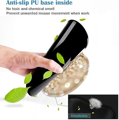 Miniatura 5 de Juego de alfombrilla ergonómica para mouse con soporte de muñeca y posavasos, alfombrilla de mouse para juegos con tela de licra, base de