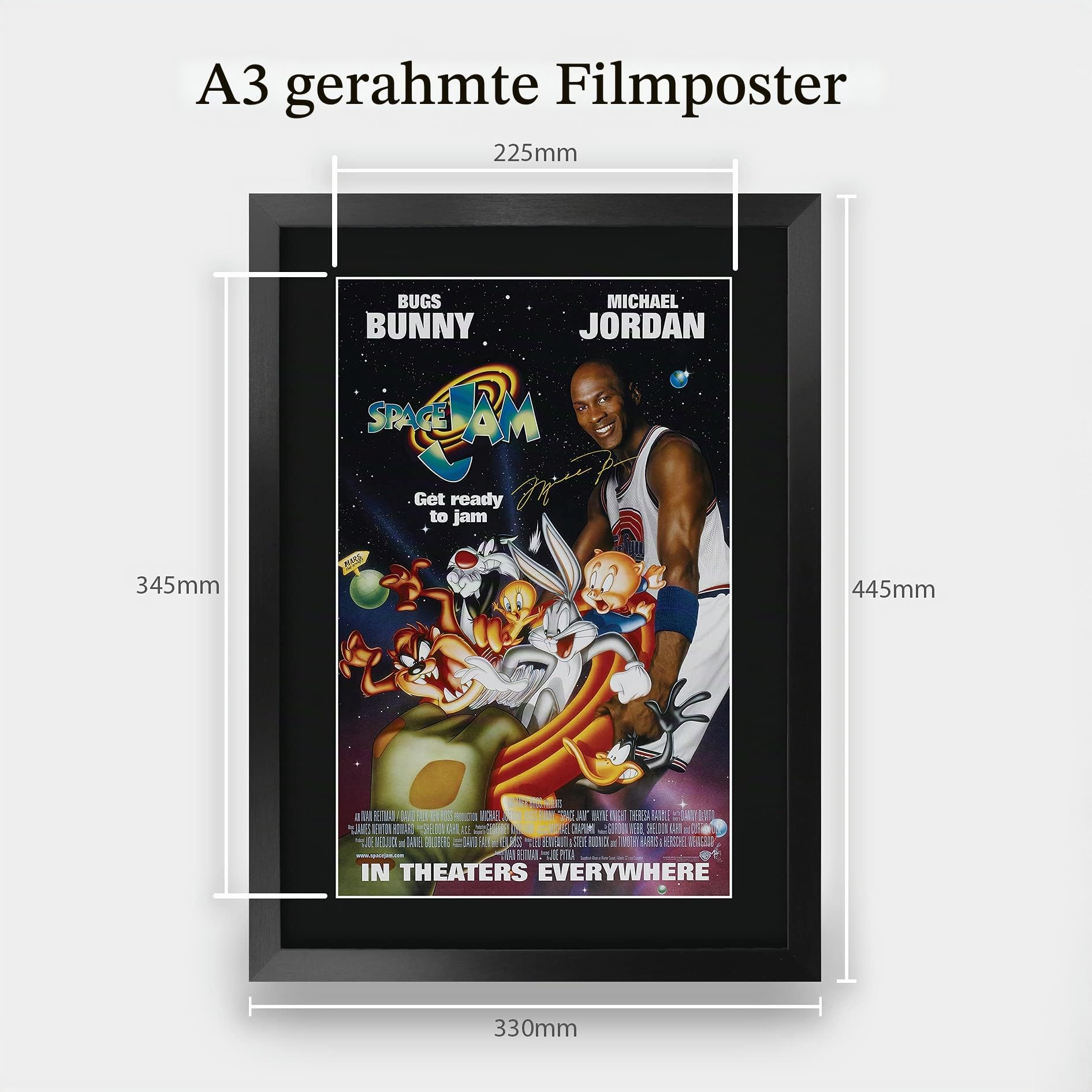 HWC Trading FR A3 Space Jam Gifts Poster, signiertes Autogramm, für Film-Fans, gerahmt, A3