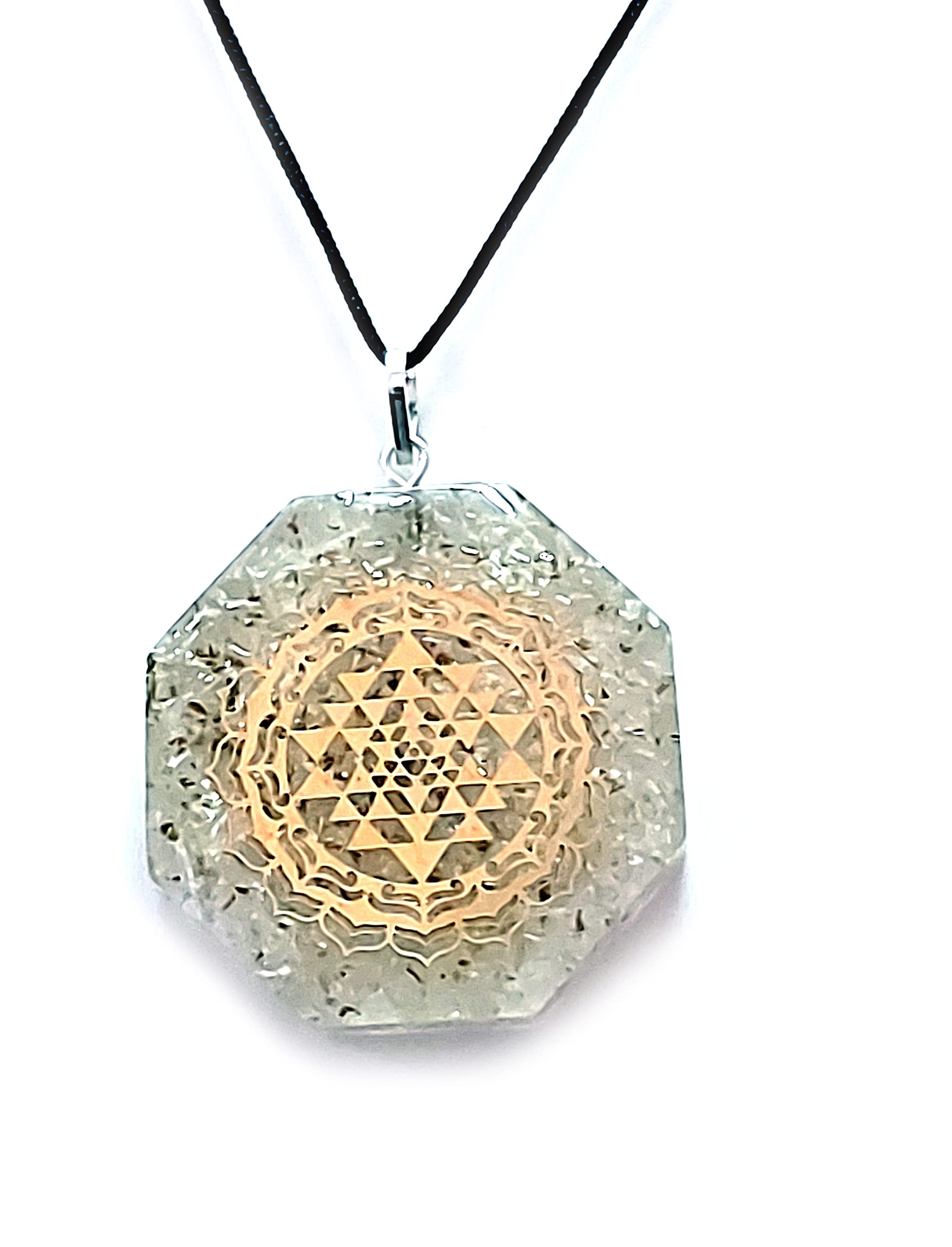 Shri yantra Laxmi Yantra Clear Quartz Crystal Chips Orgone pendant For Men And Women-image-49