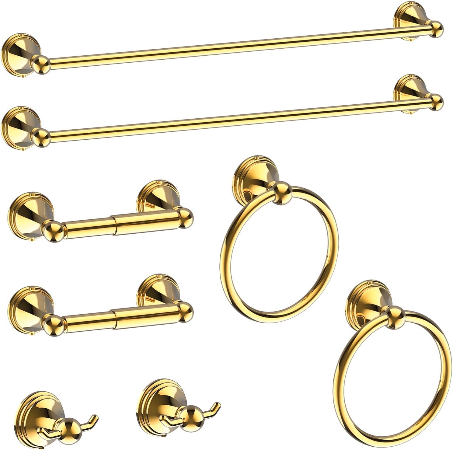 Newfun Gold Bathroom Hardware Set,8Piece Towel Racks for