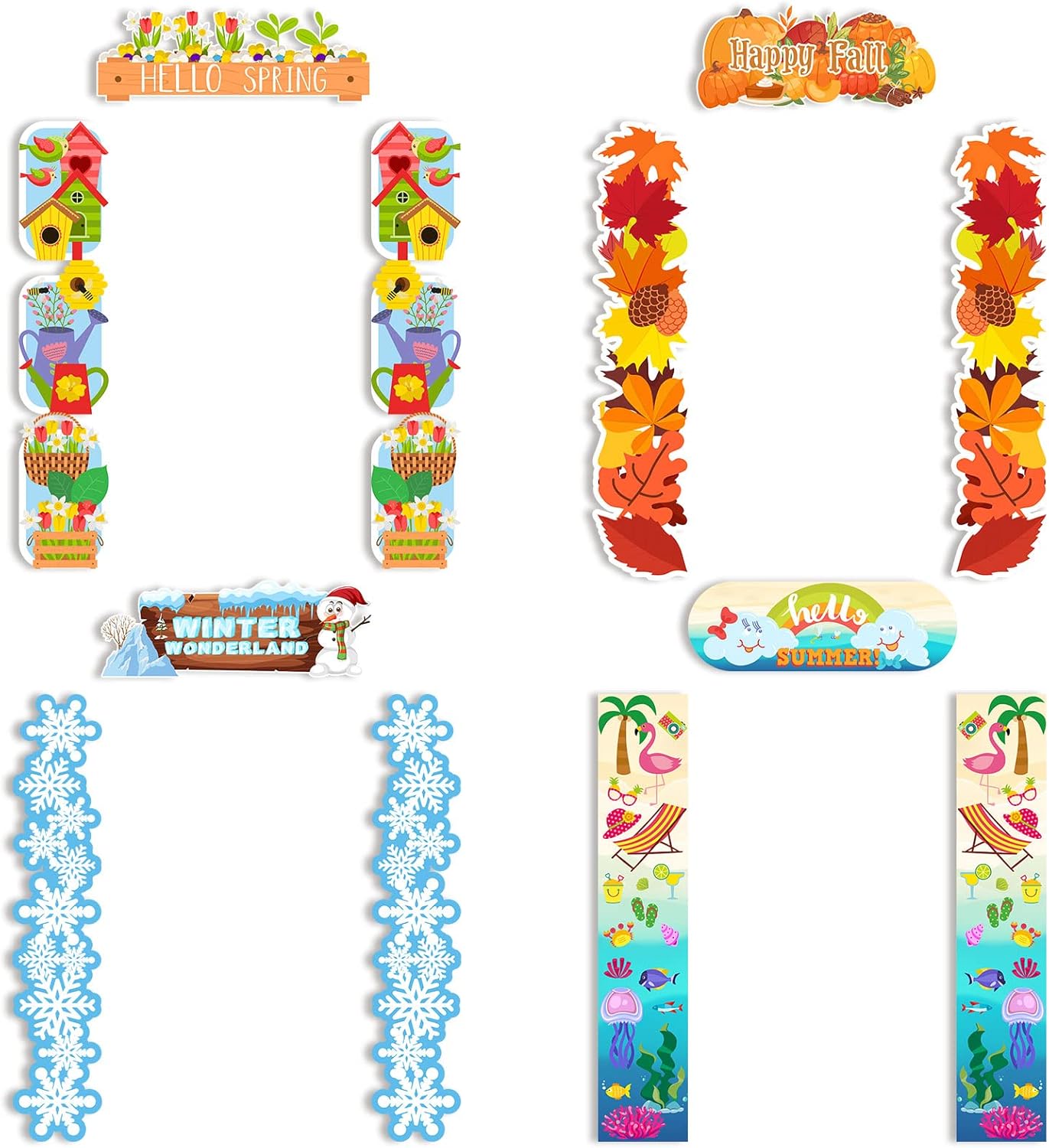 4 Set Seasonal Door Borders for Classroom Bulletin Board
