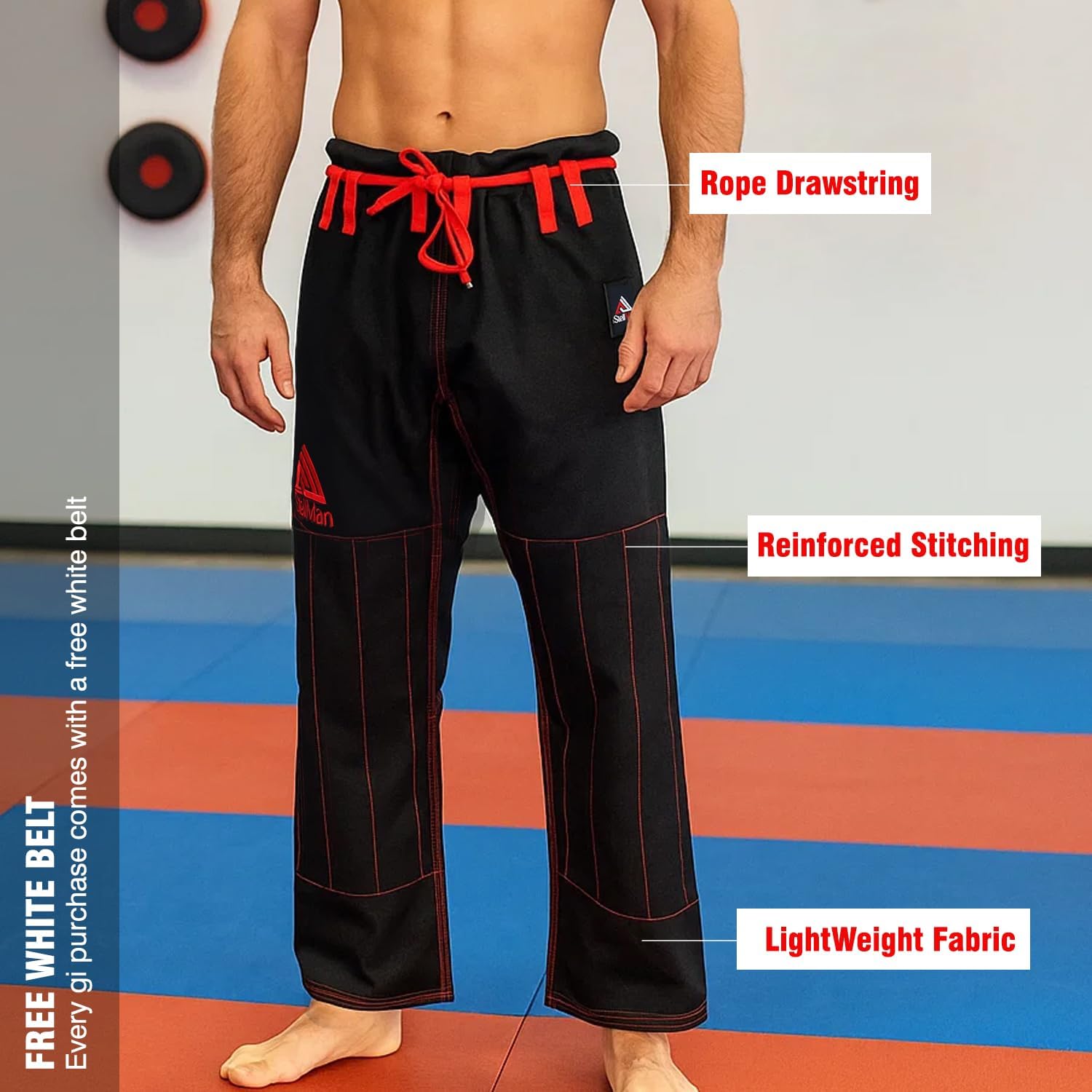 BJJ Brazilian Jiu Jitsu Gi for Men Lightweight Preshrunk Cotton IBJJF Approved Uniform free White Belt