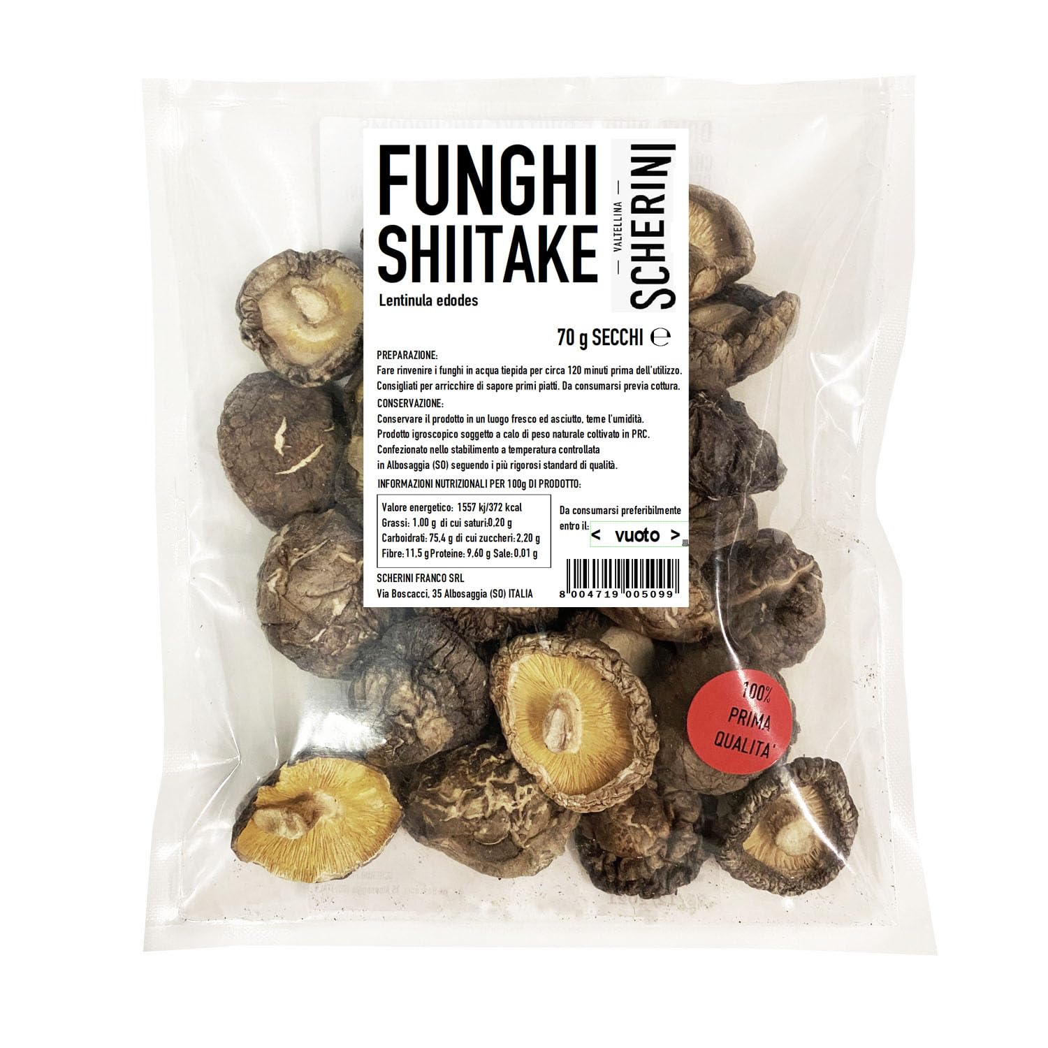Scherini Valtellina – Lentinula edodes Shiitake deshidratado 70g