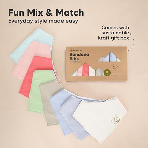 Miniatura 111 de KeaBabies 8 unidades de baberos tipo bandana orgánicos para niñas - Baberos tipo triángulo súper absorbentes para bebés que babean y están en