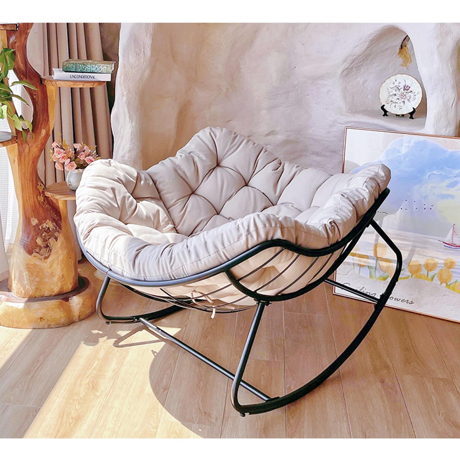 Genérico Rocking Chair Oversized - Indoor Egg Chair for Comfy Living Room or Outdoor Patio Furniture, Sit or Lie Down, Reading Chair for Bedroom