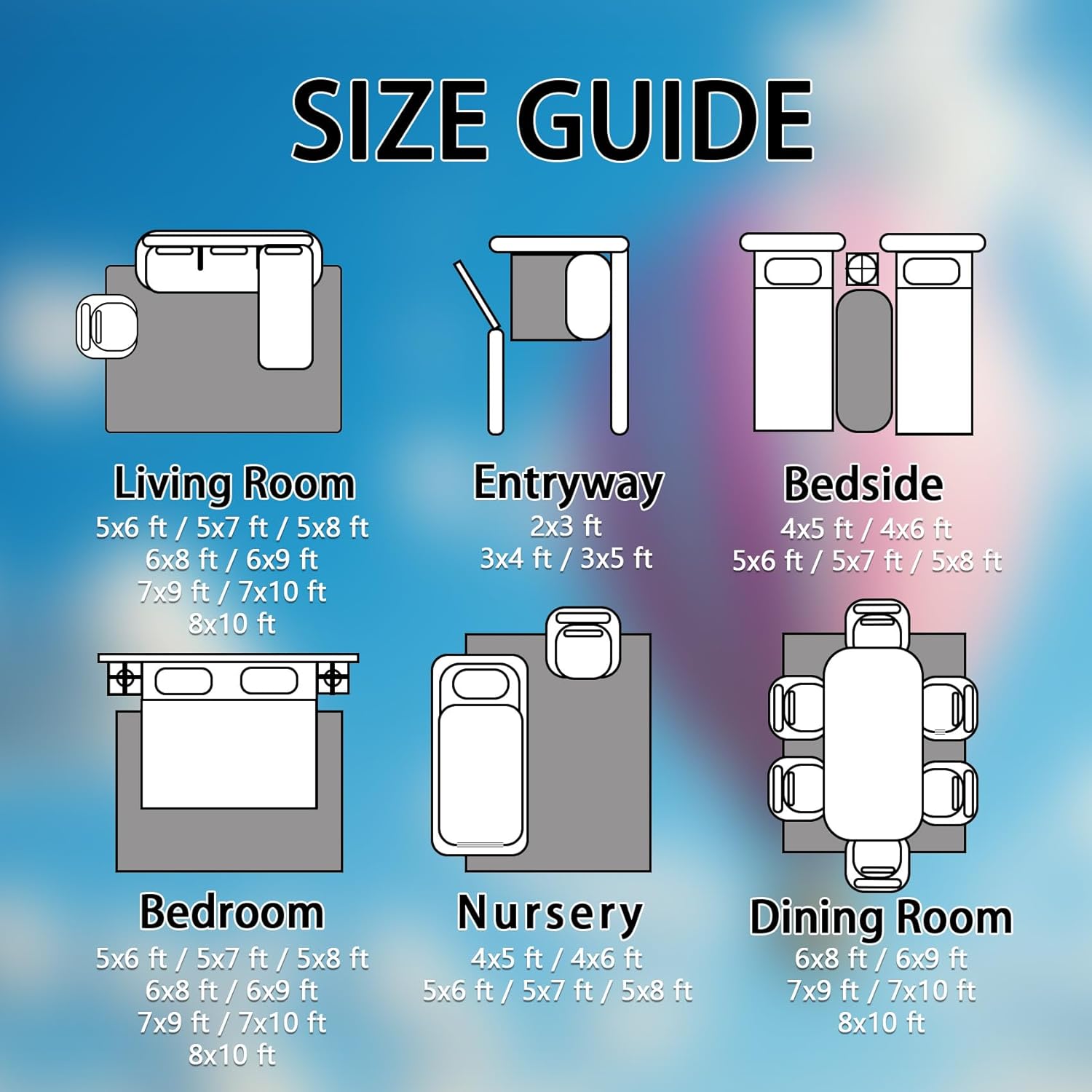 Hot Air Balloon Rug - Hot Air Balloon Rugs for Classroom, 2x3 ft Washable Non-Slip Stain Resistant Blue Sky Area Rug, Balloon Carpet for Entryway, Kitchen, Hot Air Balloon Home Decor & Gifts