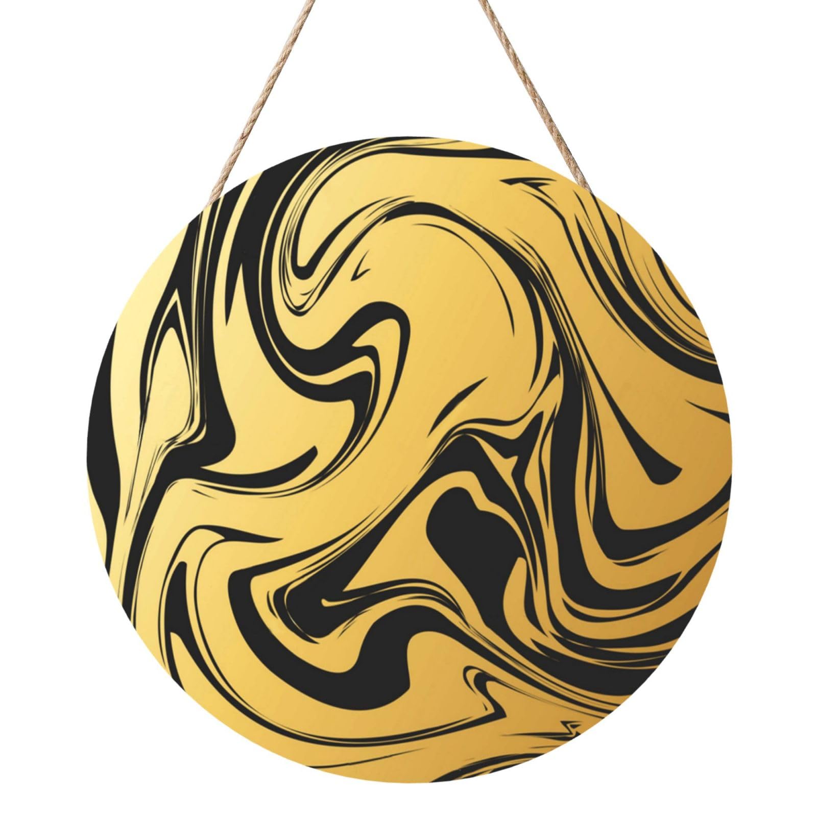 InOmak Marble Texture Copper, Round Wood Panel Painting 12 in, Wall Hanging Painting For Home