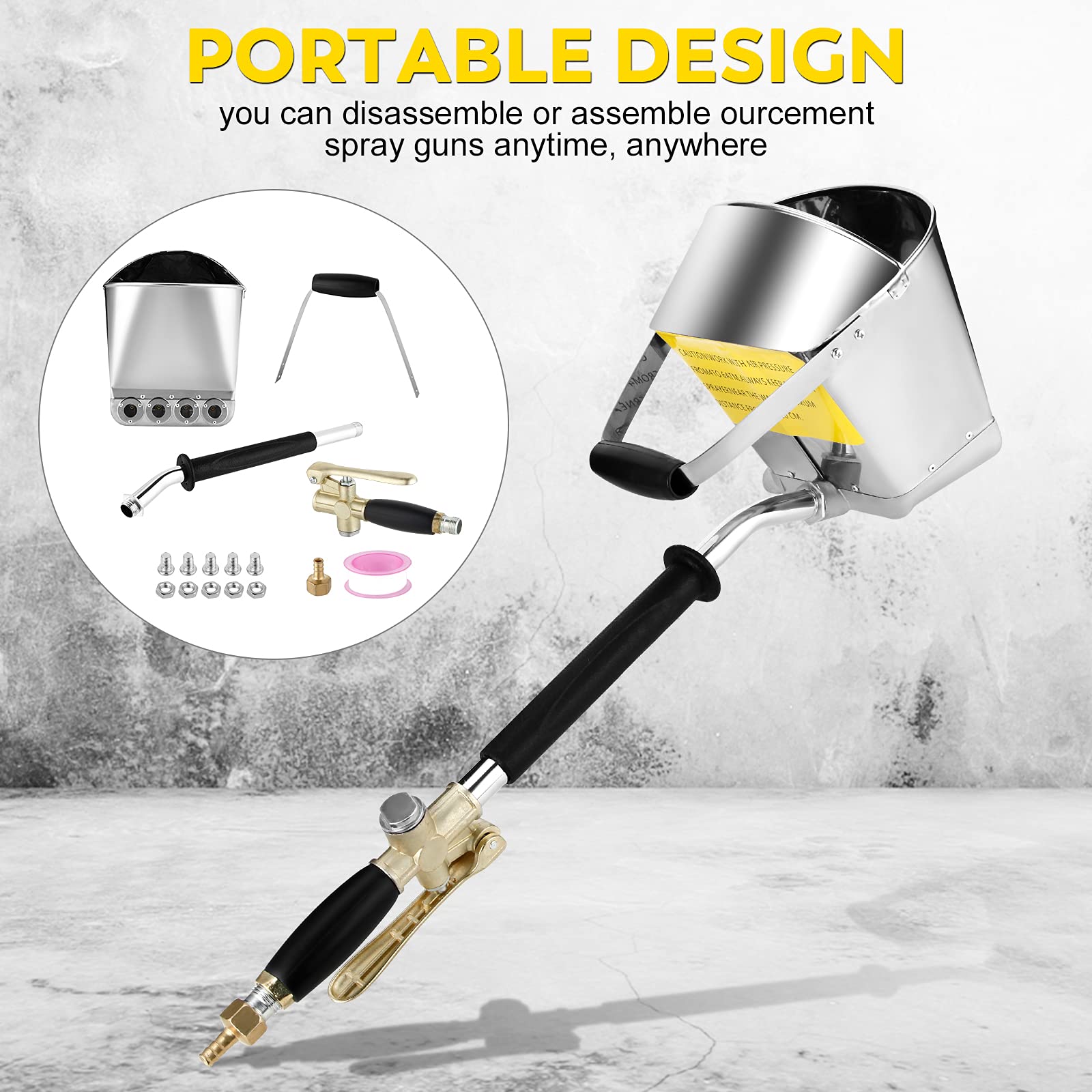 Buy HUKOER Cement Mortar Spray Gun Hopper Gun+with lid 4 Jet Hopper