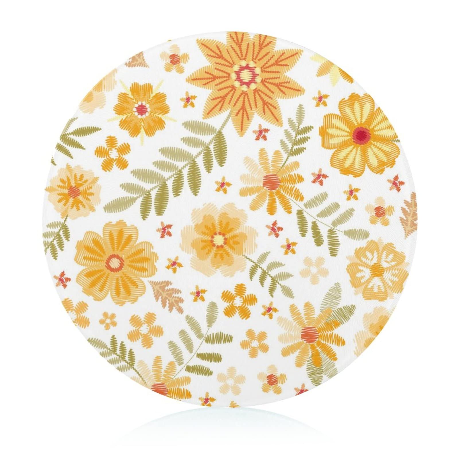 Planche à découper en verre trempé antidérapant de 20 cm motif fleurs d'oranger
