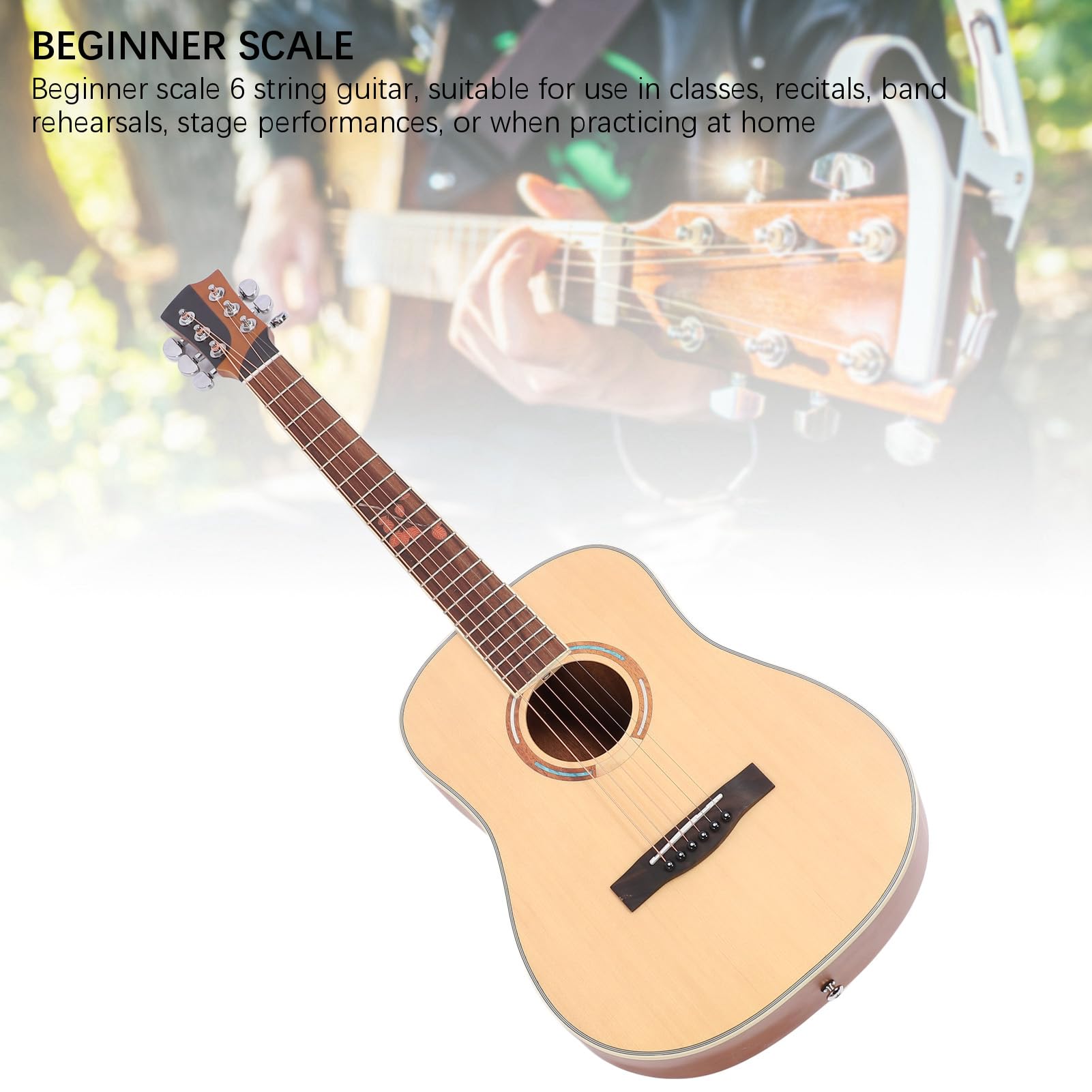 Chitarra, Strumento Musicale Portatile per Chitarra Folk da 34 Pollici a 6 Corde per Principianti