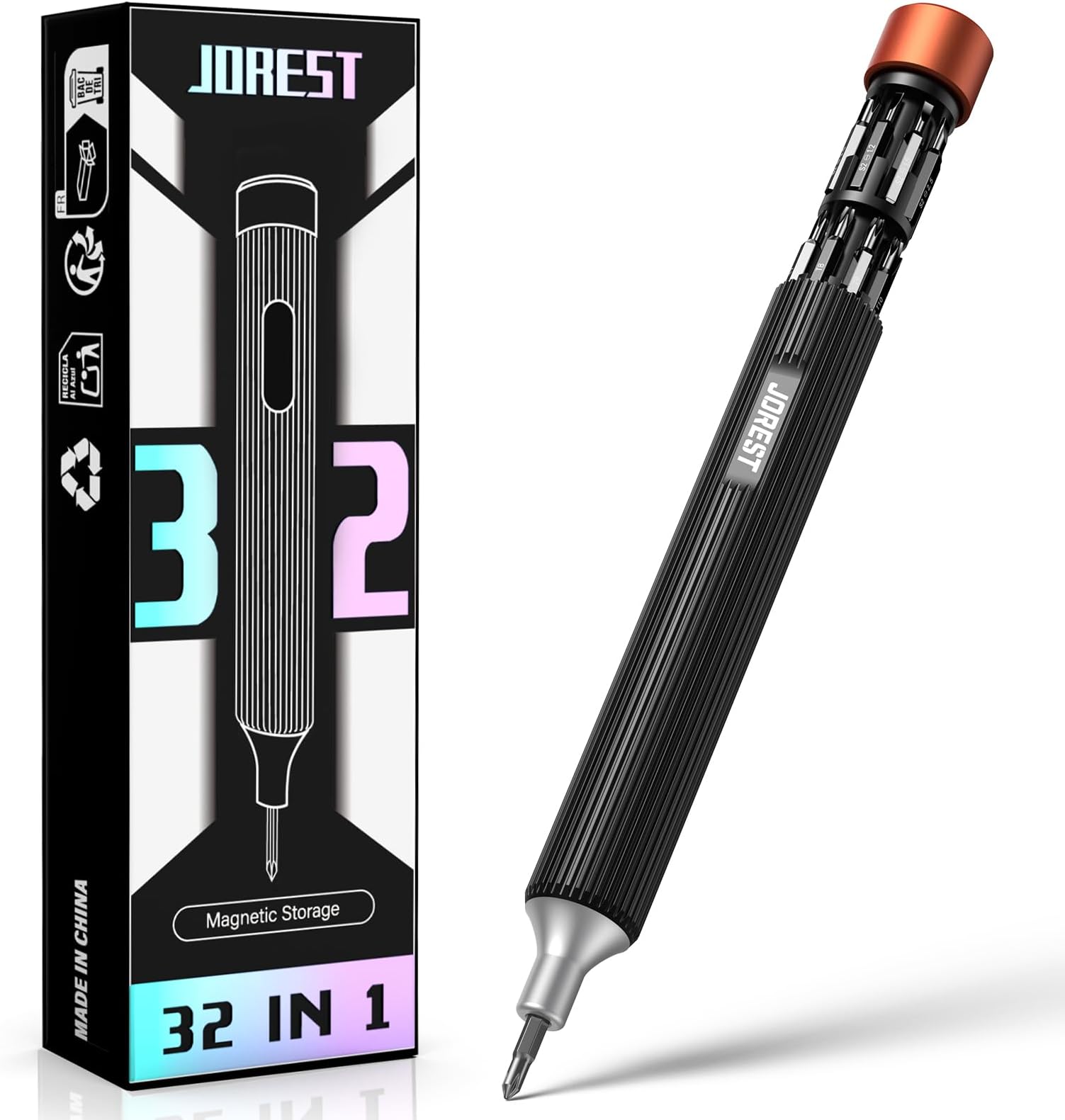 JOREST 32-In-1 Small Precision Screwdriver Set Magnetic, Eyeglass Repair Kit, Gadgets Gifts for Men, Multi Bit Mini Screwdriver with Torx Bits for Electronics, Glasses, PS5/4, Camera, Phone, Laptop
