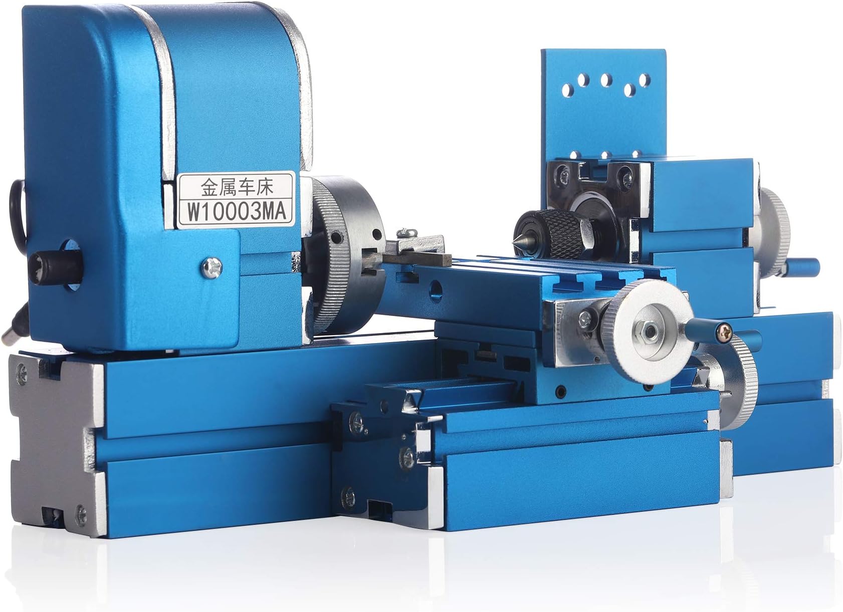 Mini Motorized Lathe Machine DIY Metal Wood Model Craft Tool Woodworking Hobby Modelmaking Benchtop Lathe Milling Machine Set US Plug