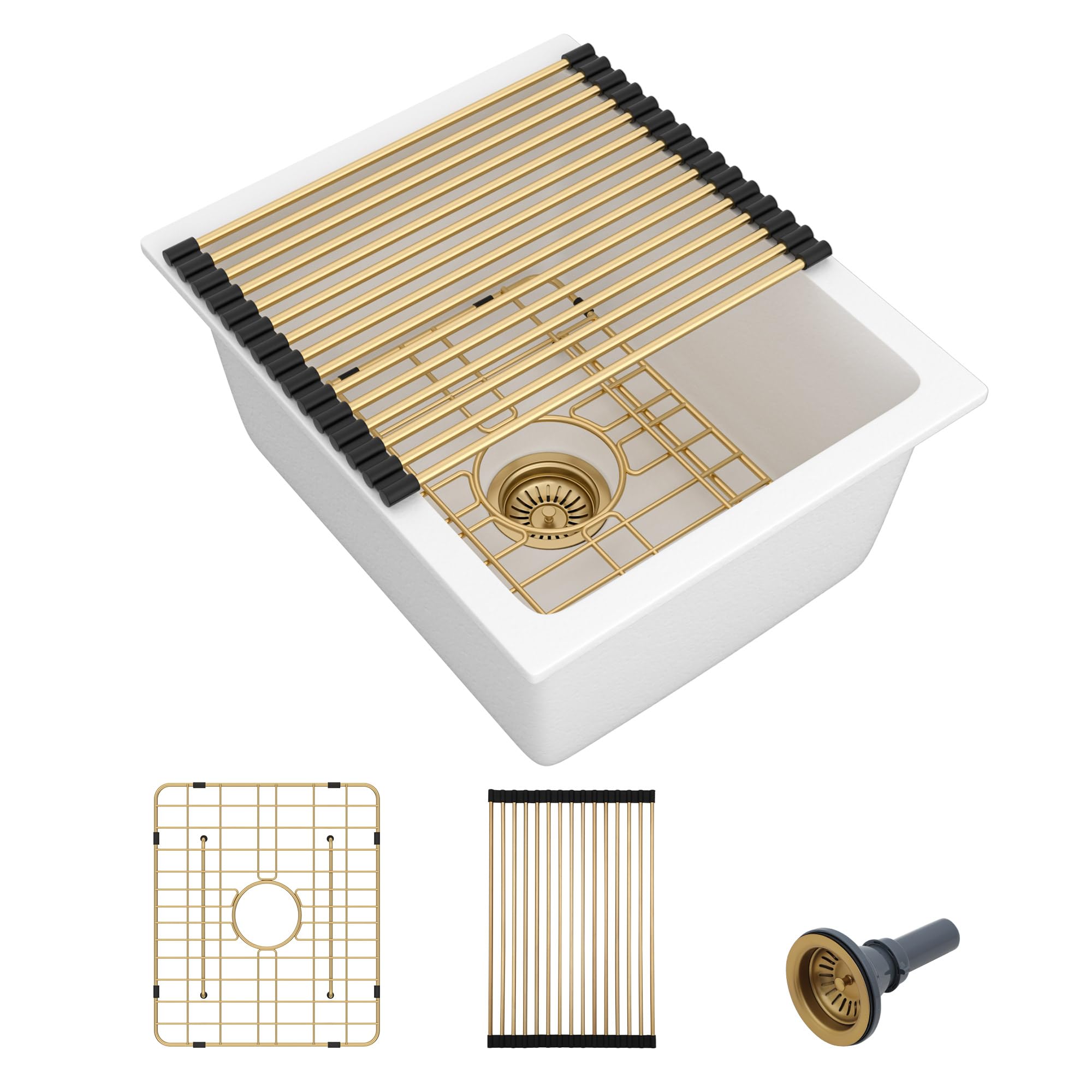 Fregadero para caravana y cocina exterior en cuarzo compuesto de granito blanco