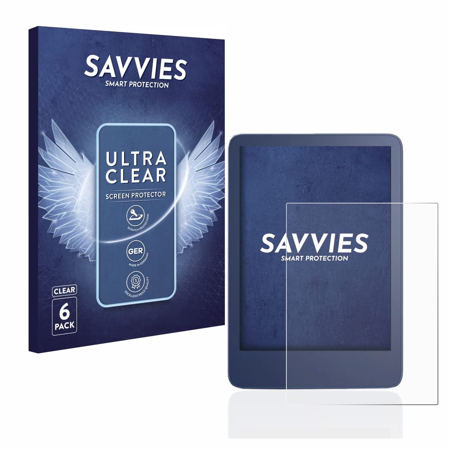 Savvies Pellicola Protettiva per Amazon Kindle Reader 2022/2024 Protezione Schermo Trasparente 6 Pezzi