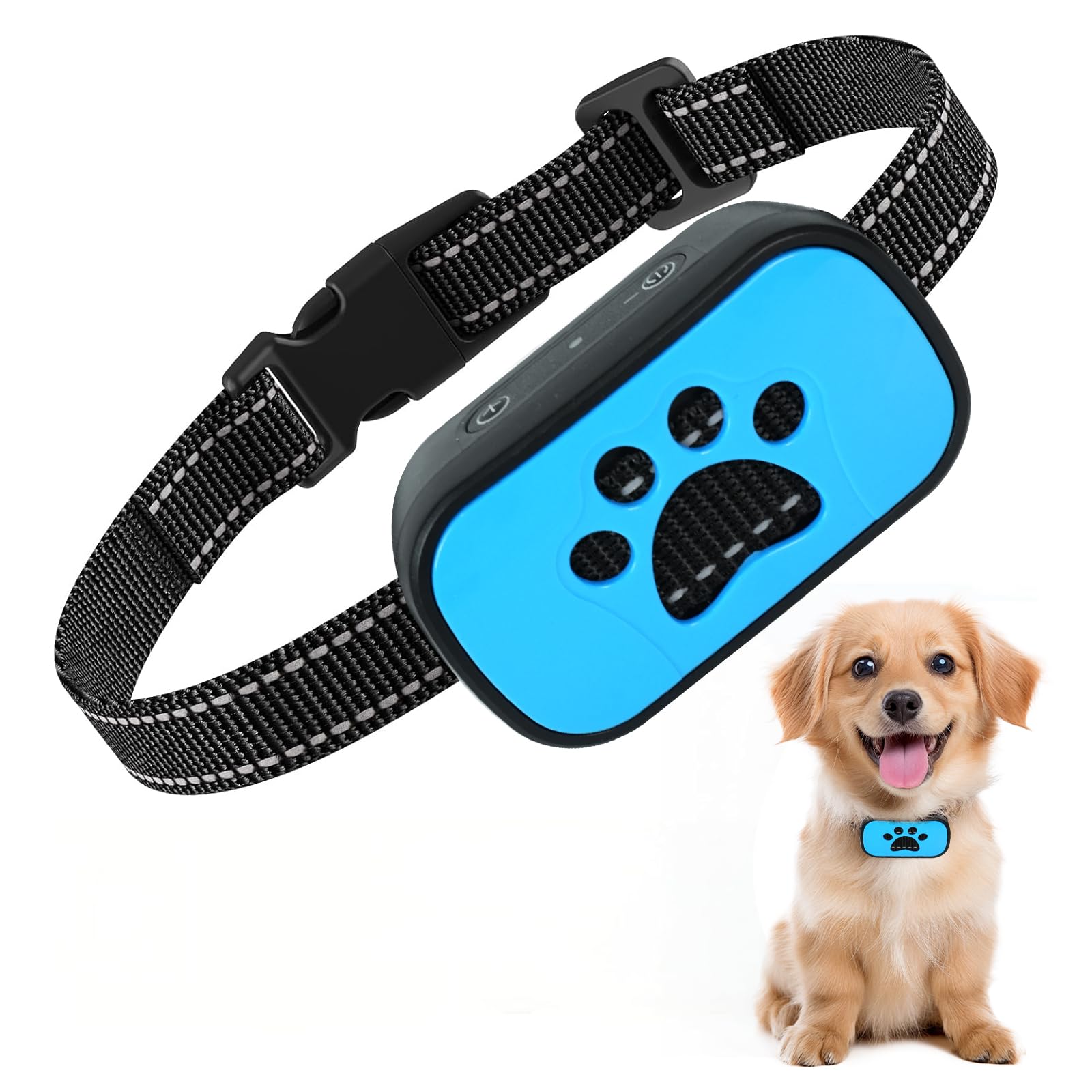 MeetBear Adjustable Anti-Bark Collar for Dog with Vibration & Beep Modes, 7 Sensitivity Levels, Smart Sound Detection, Comfortable Adjustable Strap for Small Medium Large Dogs(Blue)
