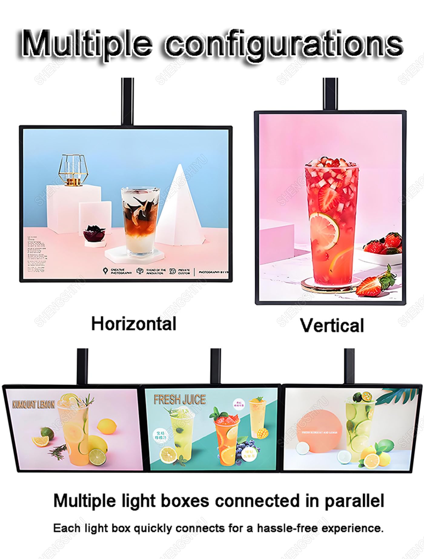 Monitor Pubblicitario da Vetrina,Angolo & Posizione Regolabili,Sospensione,Risparmio Spazio,Ultrapiatto,Menù Ristoranti a LED per Ristoranti,caffè,Saloni & Negozi 600 * 800mm