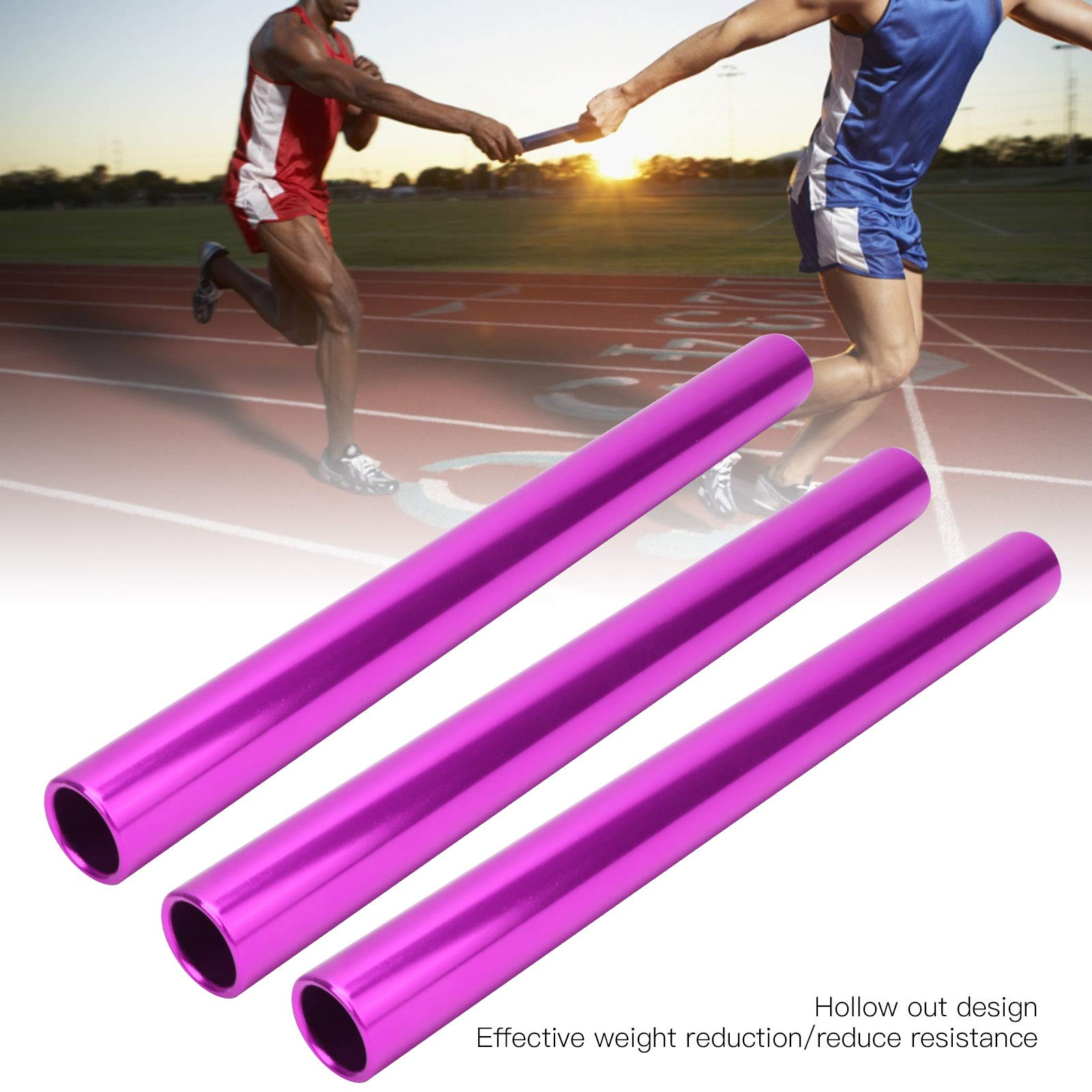 OUKENS Relay Baton, 3pcs Aluminum Alloy Electroplating Relay Batons Track and Field Sprint Match Batons for Students Outdoor Field Race 11.4x1.1in(Purple)
