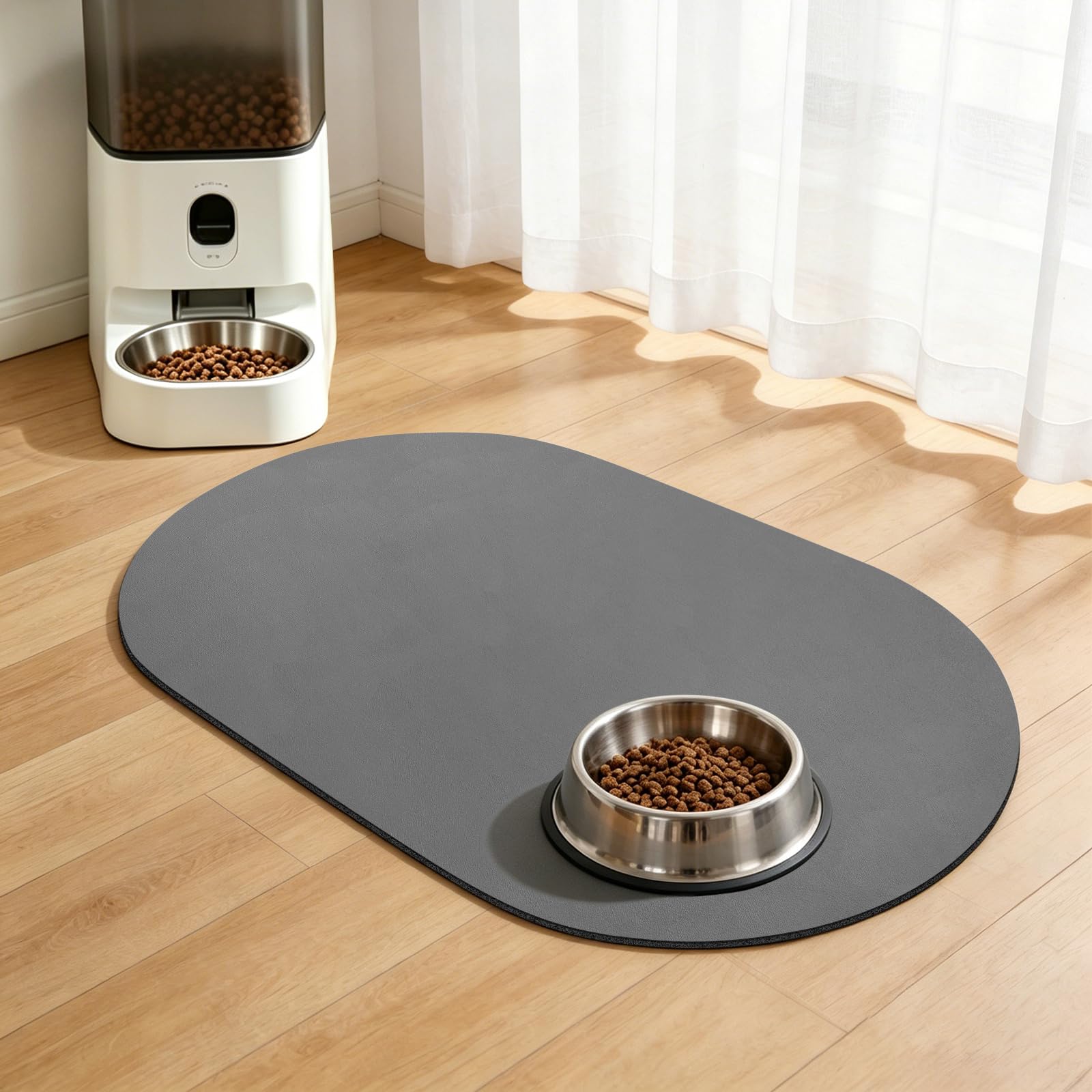 SARTNP Cat & Dog Food Mat, Absorbent Dog Mat for Food and Water, Quick Dry Dog Bowl Mat, No Stains Pet Feeding Mats, Easy to Clean Pet Placemats, Accessories Pet Supplies (Dark Grey, 44 x 71 cm)