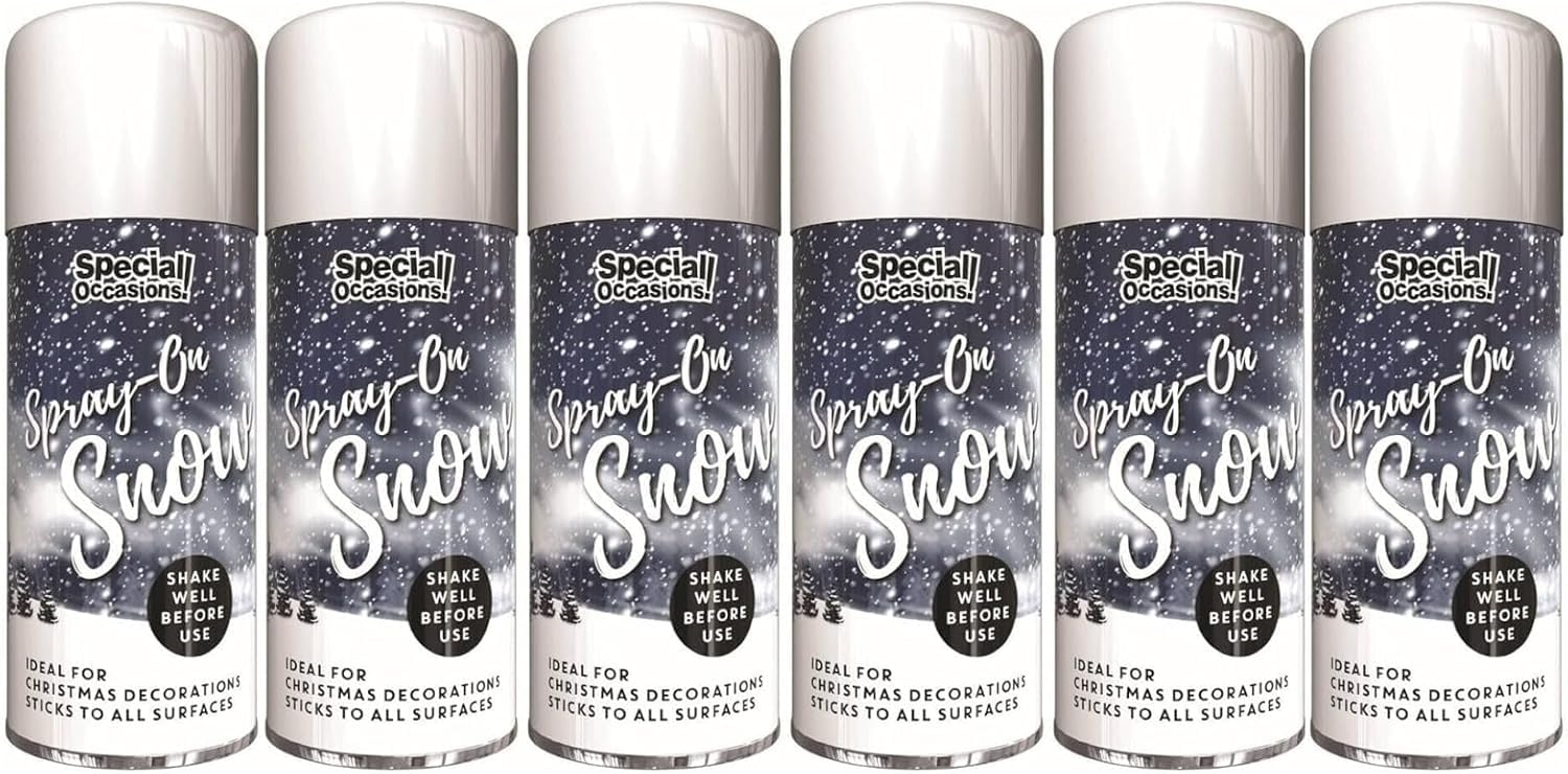 MIXEL Artificial Snow Spray, DIY Projects, Holiday Decorations, Parties, Crafts, Ideal for Indoor & Outdoor Use, Perfect for Windows, Christmas Trees, Easy To Clean, 200ml, (Pack of 6)