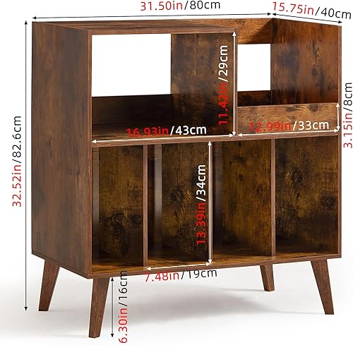 Miniatura 2 de LELELINKY Soporte grande para tocadiscos, soporte giratorio con almacenamiento, soporte para discos de vinilo con área de visualización, mesa para