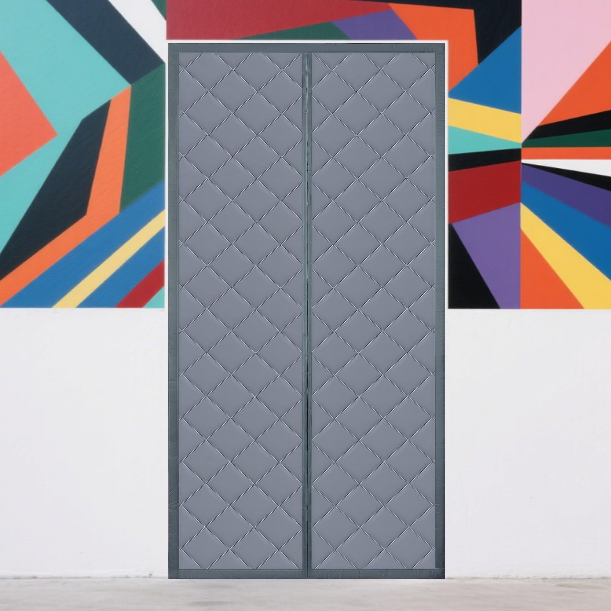 Rideau thermique de porte magnétique anti froid gris argenté 69 x 208 cm