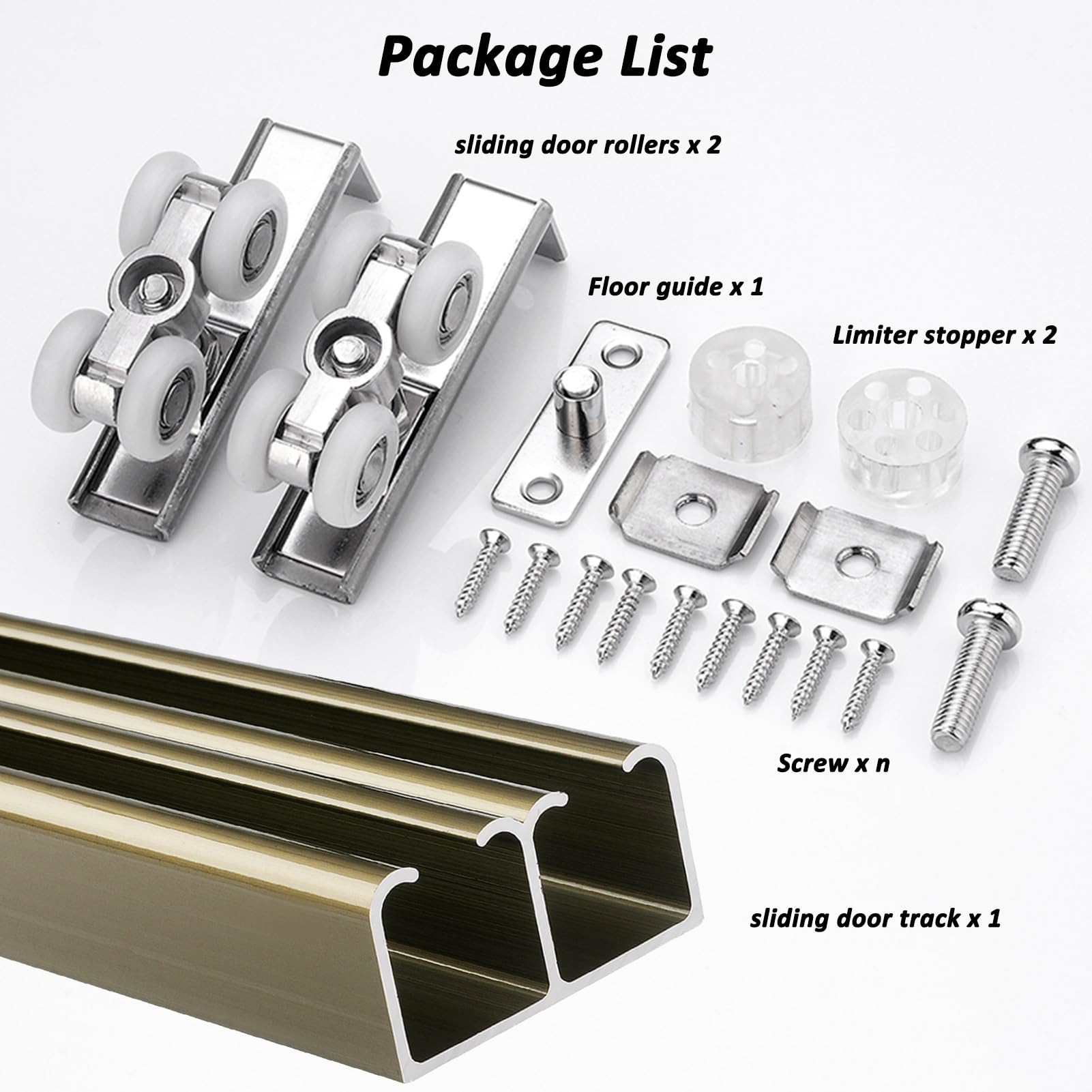 1/2/3/4/5/6/6.6 m Kit Rail Porte Coulissante Double avec Roulettes, Kit de Quincaillerie para Porte Coulissante Placard/Grange, Alliage D'aluminium, Installation au Plafond(Blanc,1.4m/4.6ft)