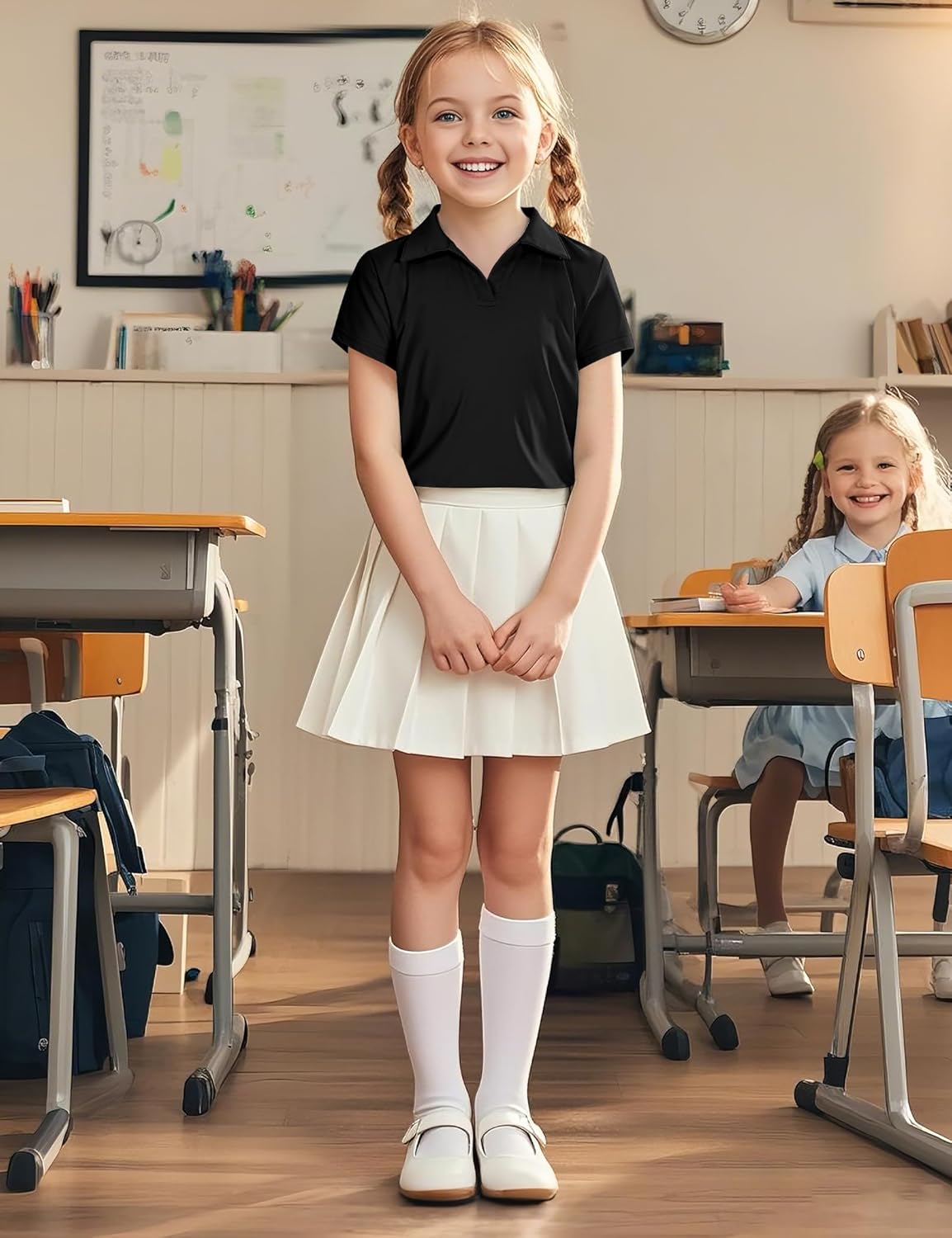 KEREDA Girls Polo Shirts Golf Tennis School Uniform Short Sleeve T Shirts V-Neck Collared Quick Dry Tops - Image 6