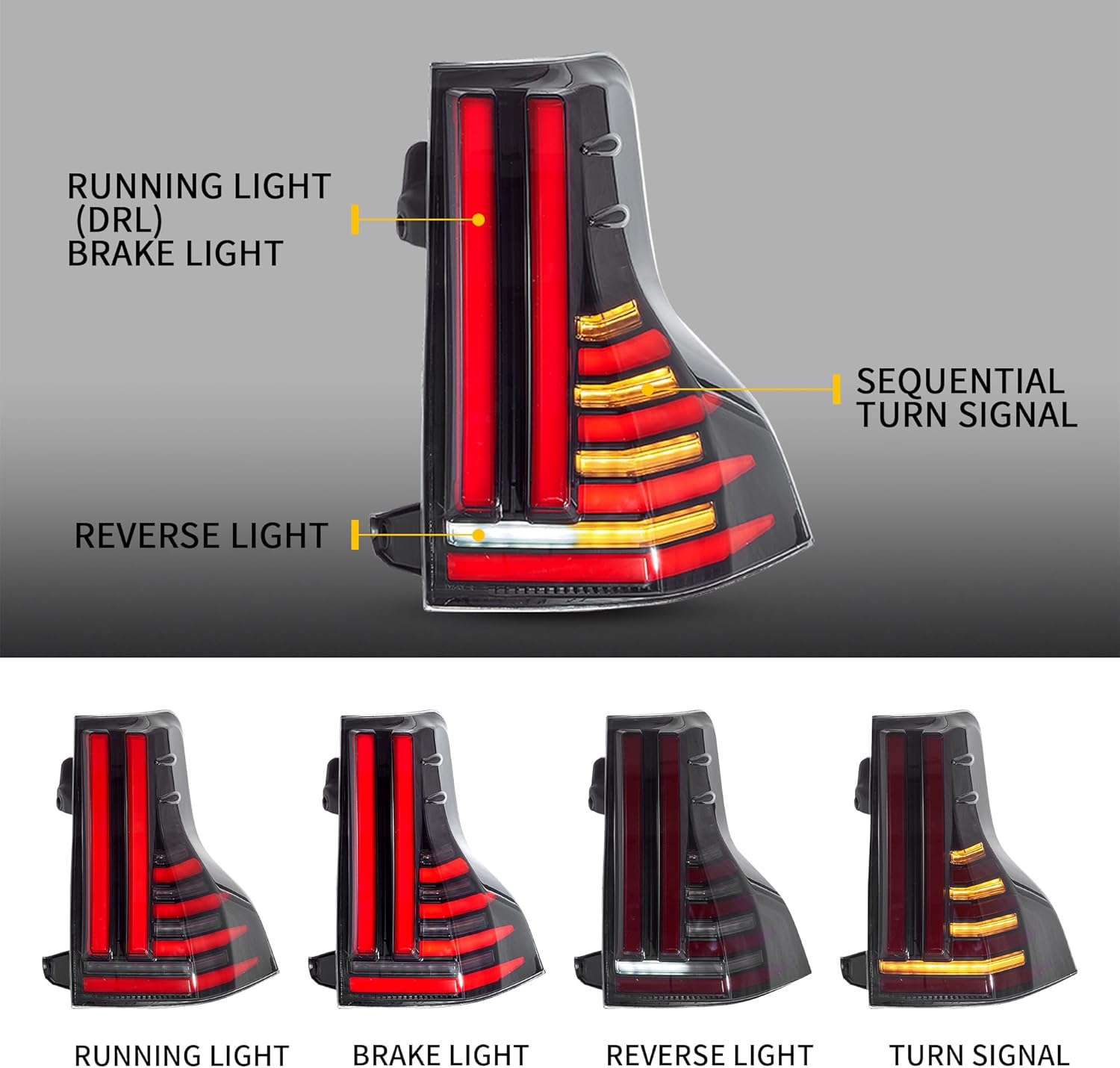 VLAND LED Tail Lights Compatible With LEXUS GX 460 GX400 2010-2022, W/Sequential Turn Signal, Smoked Lens, Dynamic Rear Lights