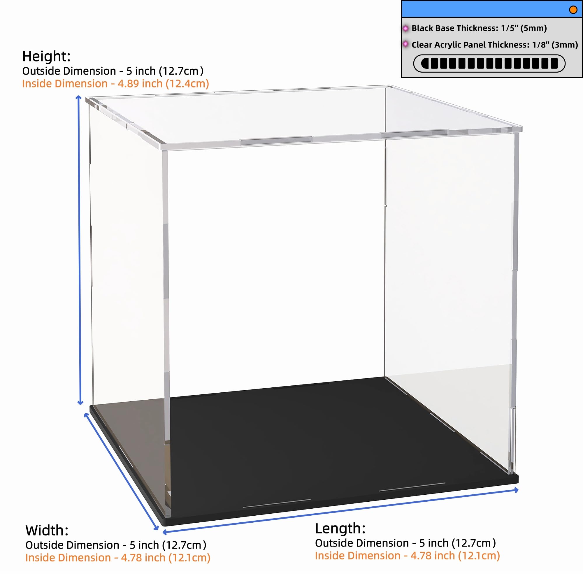 Amazon.co.jp: ANMAYNICE アクリルディスプレイケース 5x5x5インチ