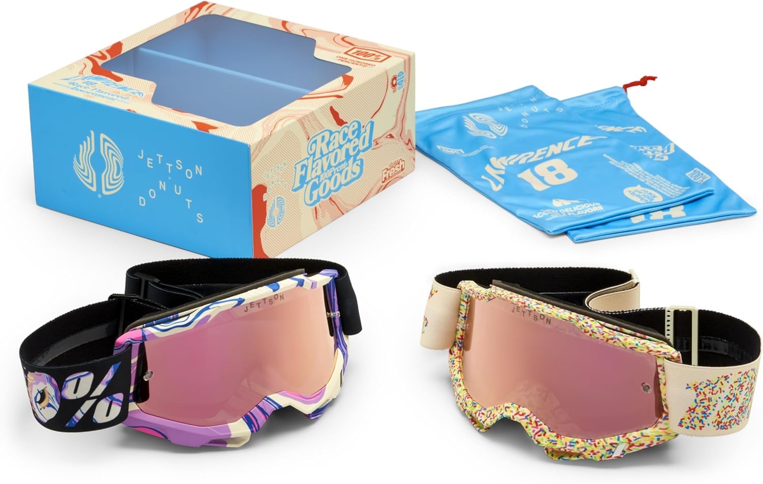 100% ACCURI Donut Le - Motocross & Mountain Bike Goggles - Adult Moto Goggles for Unmatched Clarity - Motocross Eyewear with Durable & Unique Design - (Pack of 2)