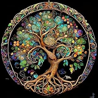 DIY 5D Diamond Painting Kits for Adults Diamond Art Tree of Life Diamond Painting Full Drill Crystal Rhinestone Embroidery Craft Kits for Home Wall Decor Gifts, 12x12inch