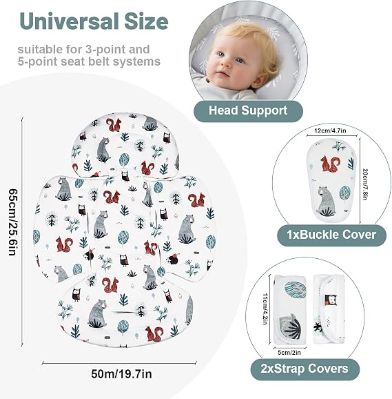 KAKIBLIN Infant Car Seat Insert, Car Seat Head Support for Infant