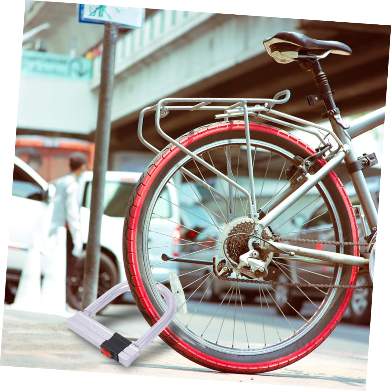 YARNOW 1 Pc antivol vélo en forme de U bike lock door lock Verrouillage pour portail verrou portail protecteur serrure scooter électrique équipement de cyclisme chaîne antivol Silver