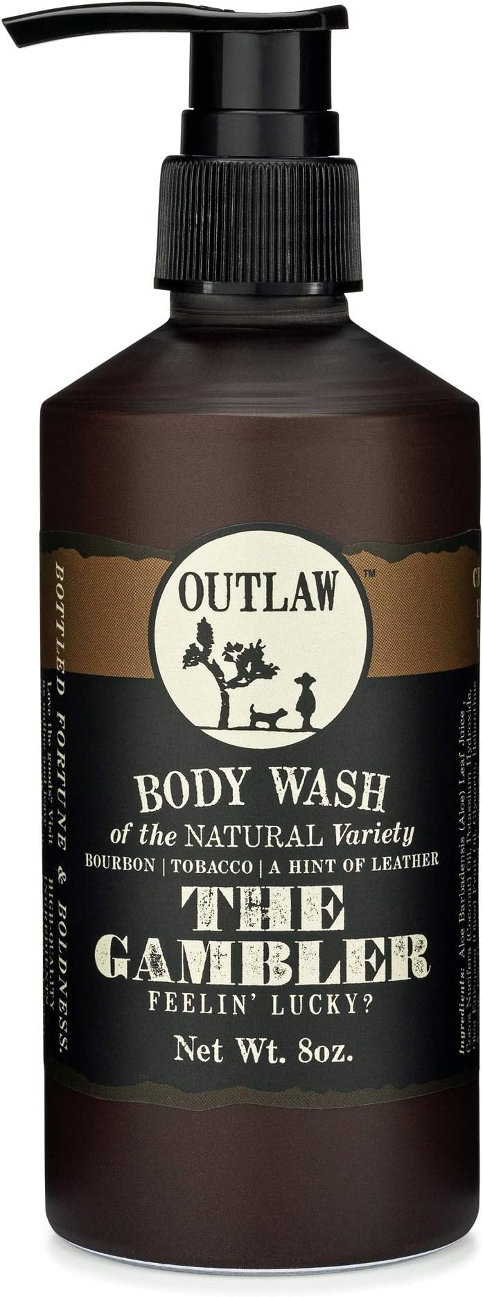 The Gambler Bourbon-Inspired Natural Body Wash - The Luckiest Scent Around - Whiskey, Old-fashioned Tobacco, and a Hint of Leather - Men's or Women's Body Wash - 8 fl. oz. - Outlaw