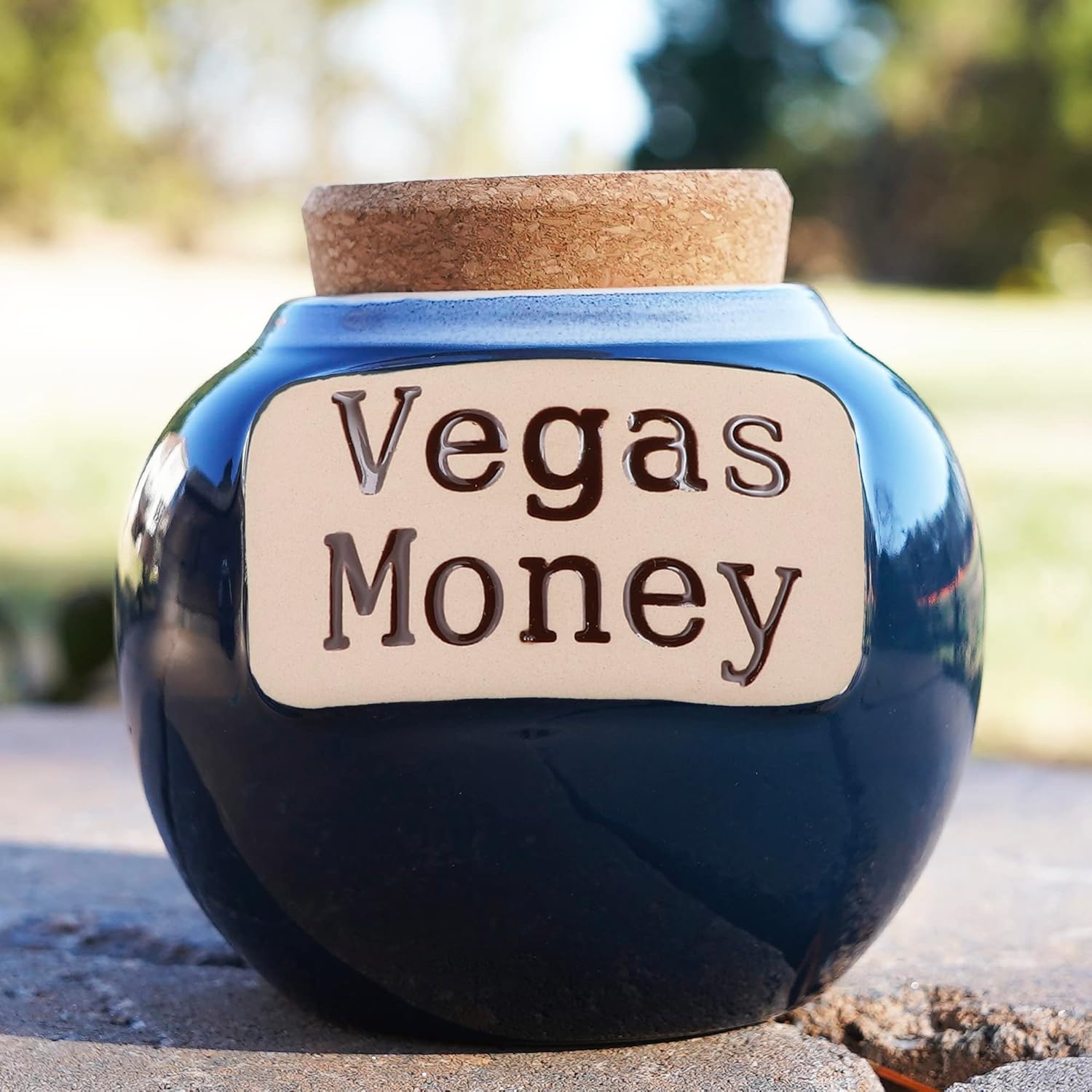Cottage Creek Vegas Money Casino Money Jar | Blue Las Vegas Casino Piggy Bank | Fun Home Decor Slot Machine Gifts for Men and Women | Ideal Birthday, White Elephant