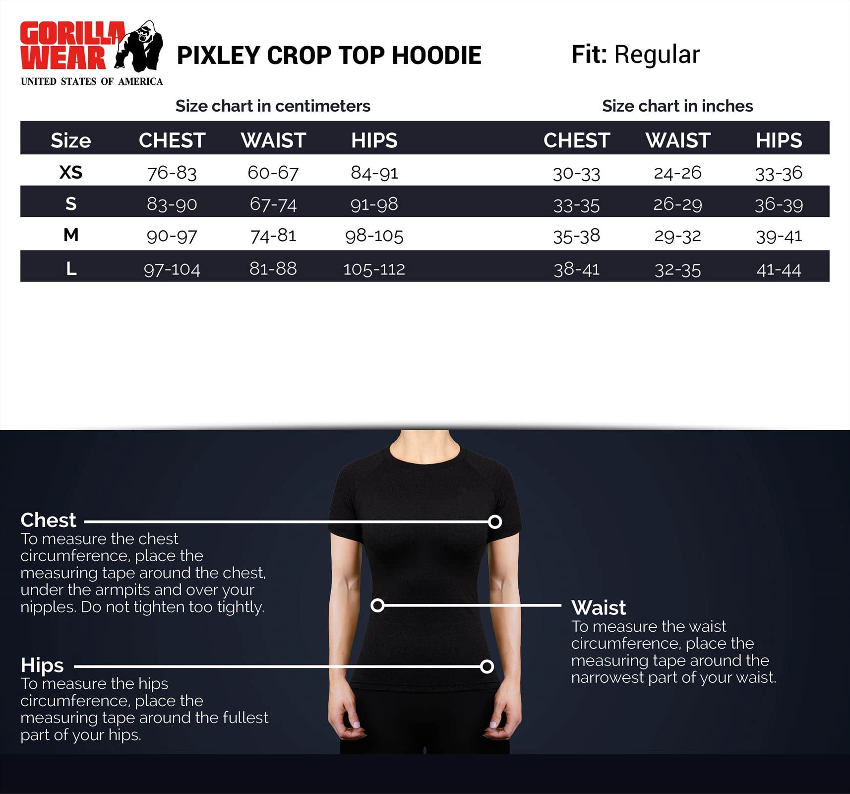 Gorilla Wear Pixley Crop damska bluza z kapturem (1 opakowanie)