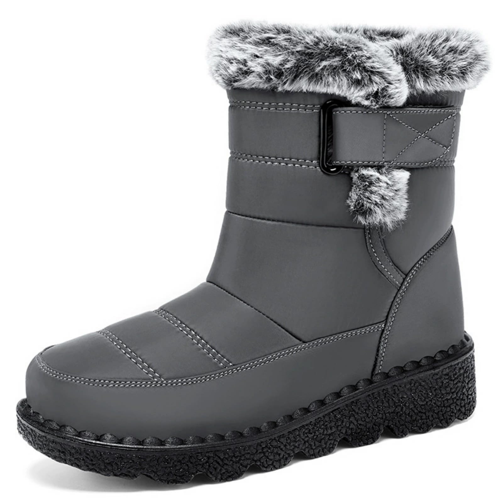 Womens Winter Snow Boots Warm Fur Lining Mid Calf Boots Comfortable Non Slip Outdoor Walking Booties Waterproof Slip