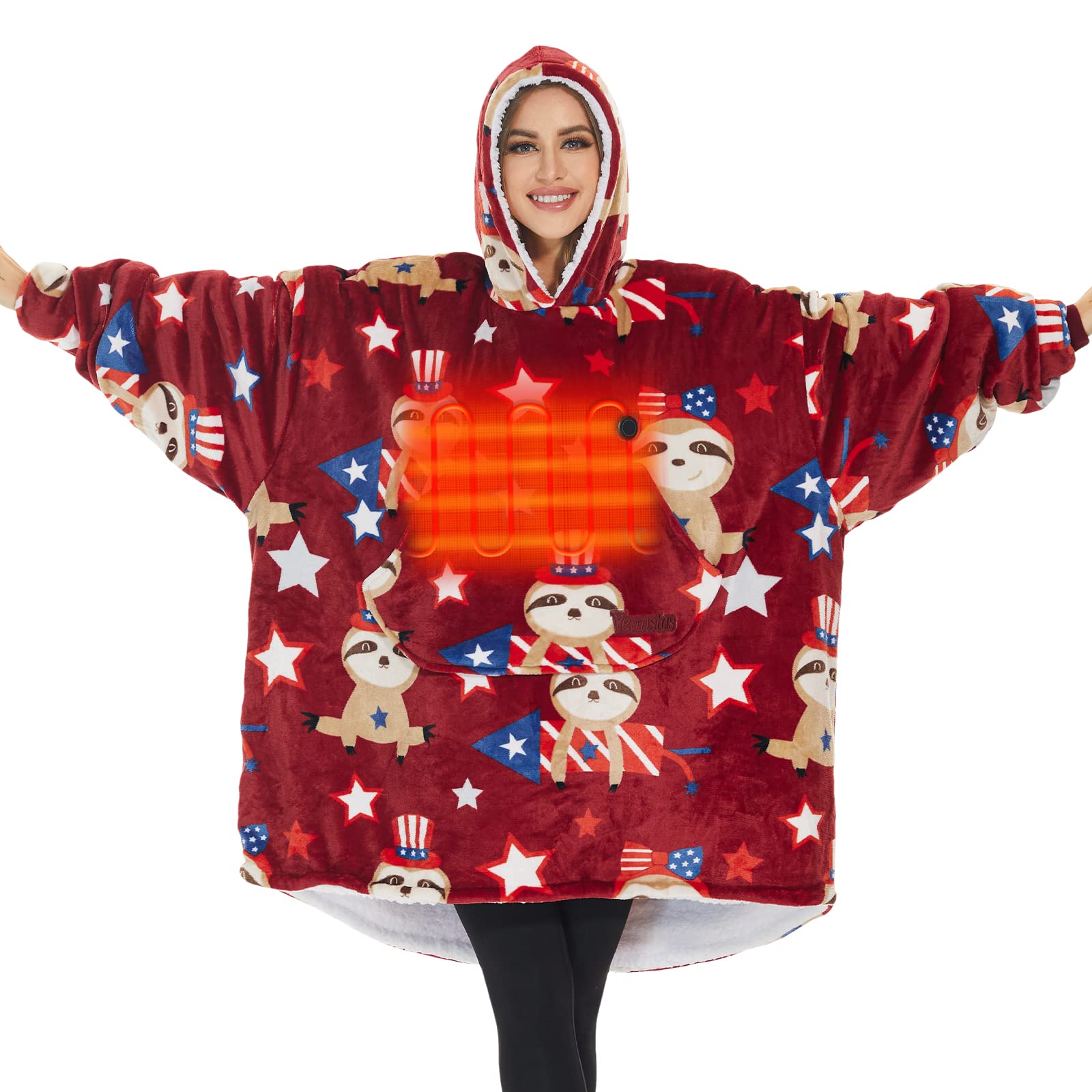 VenustasVenustas Heated Wearable Blanket Hoodie with Battery Pack 7.4V, Oversized Sherpa Blanket Hoodie Sweatshirt, Cozy Warm Soft