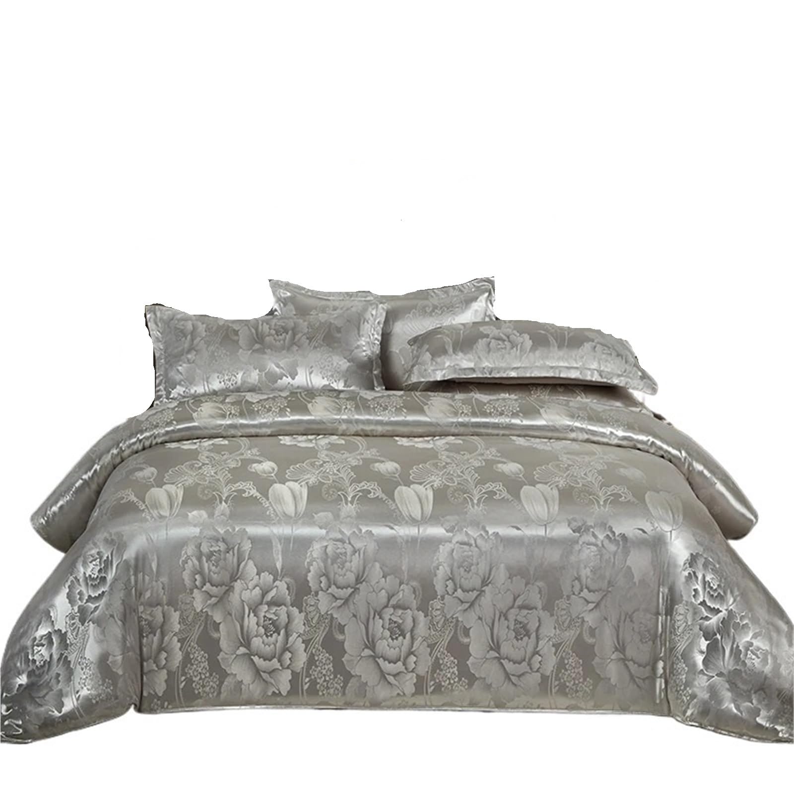 Housse de couette satin pour parure de lit grise ambiance cocooning chambre adulte