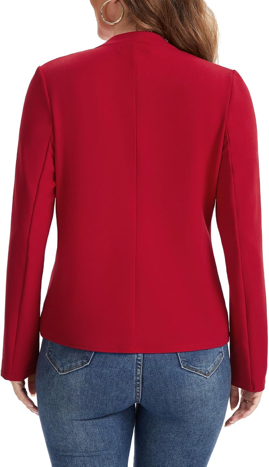 Womens Casual Blazers Two Button Suit Notched Collar Jacket Work Office Long Sleeve Blazer with Pockets,M,Red - Image 5