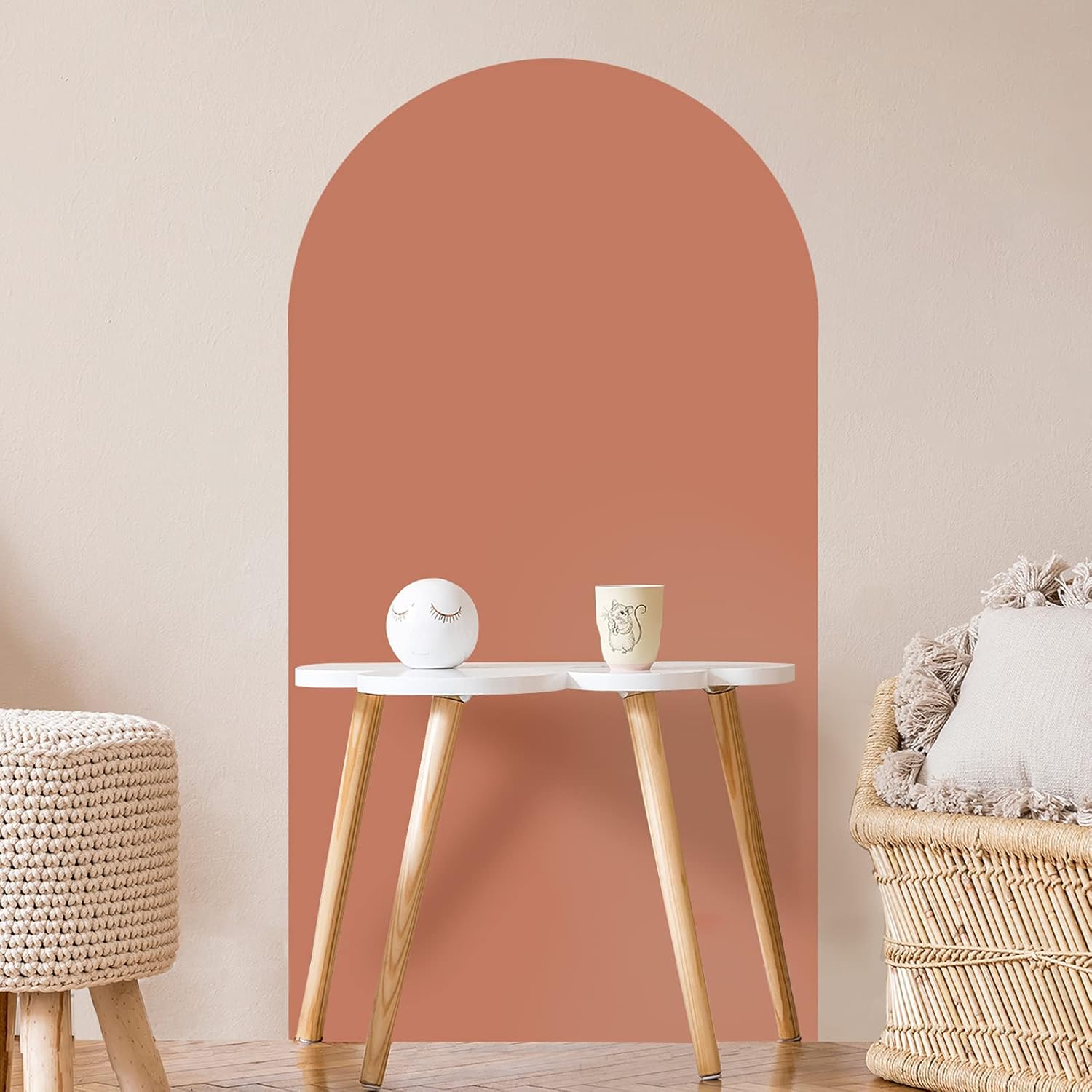 Arch Wall Decal Boho Wall Decor Wall Stickers and Mural Boho Wallpaper Arch Accent Wall Peel and Stick Modern Decor Removable Wall Decal for Living Room Hotel Corridor (Terracotta, 66 x 36 Inch) : Tools & Home Improvement