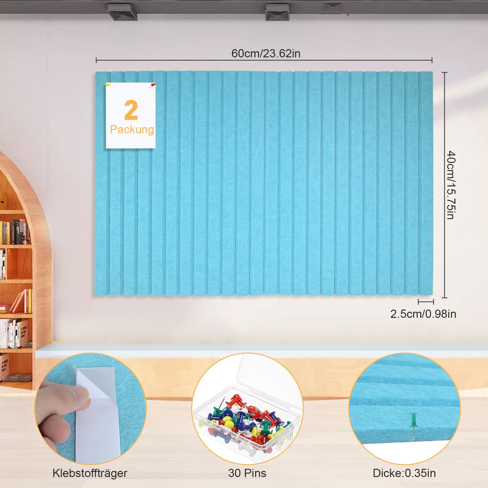 Bacheca Parete Removibile Lavagna In Feltro Autoadesiva 40x60 Cm - Bacheca Per Foto E Promemoria - Alternative Al Sughero - Beige Organizer Casa