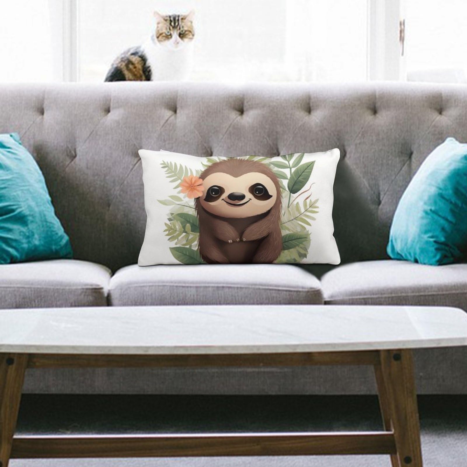 NTVOWPZO Decoration Throw Pillow Covers 8"x12" Pillowcases Covers Cute Cartoon Sloth Soft Pillowcases Modern Farmhouse Home Decor Sofa Cushions Covers for Couch Bed Living Room