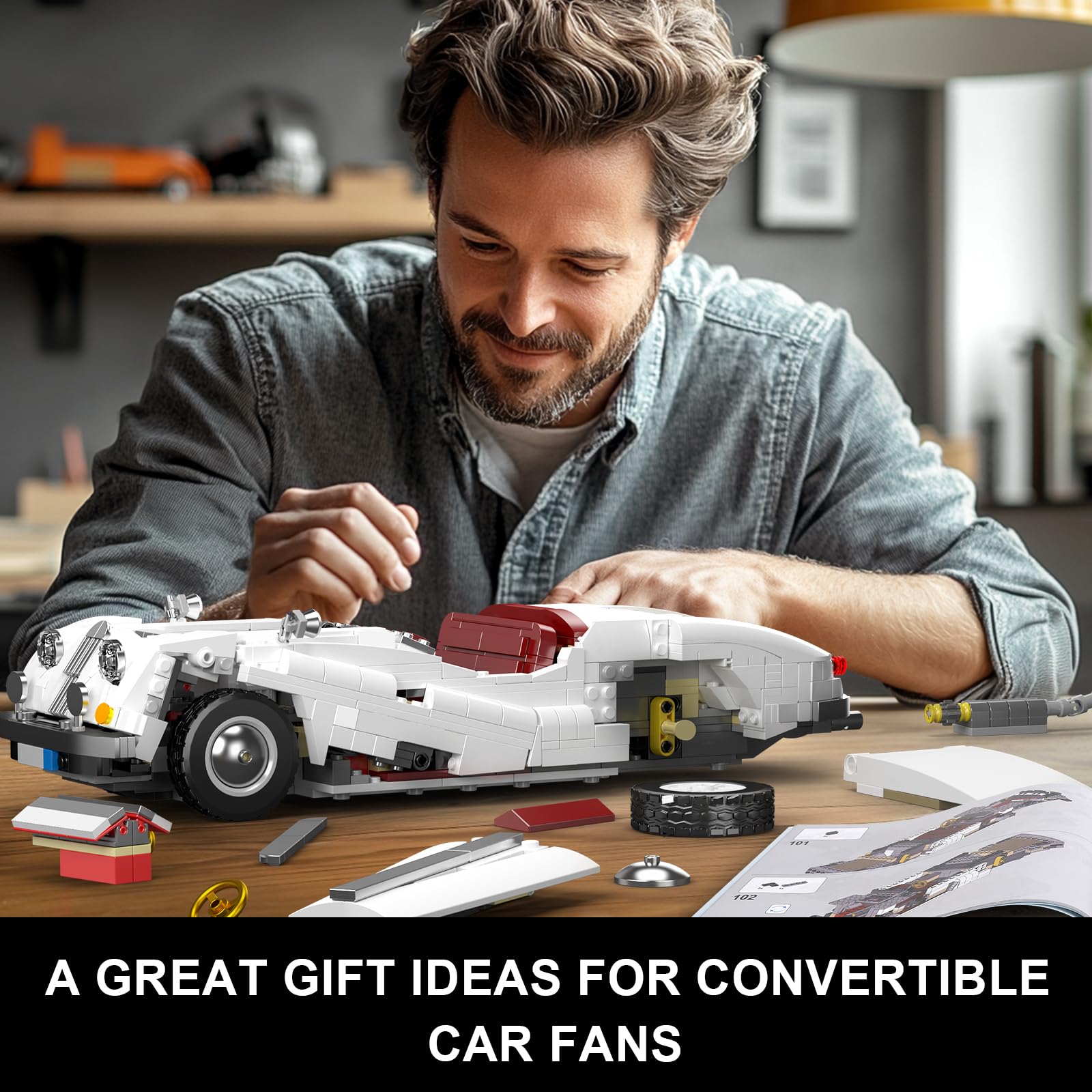 Mould King 10236 - Set di mattoncini per auto sportive, 1302 pezzi, modello creativo di auto d'epoca, per ragazzi e adulti 14+ (versione statica)