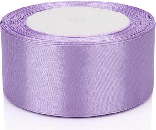 Miniatura 5 de Nsilu Cinta de satén de 25 yardas de 1-12 pulgadas de ancho adecuada para bodas, fiestas y cajas de regalo (morado claro, 1-12 pulgadas)